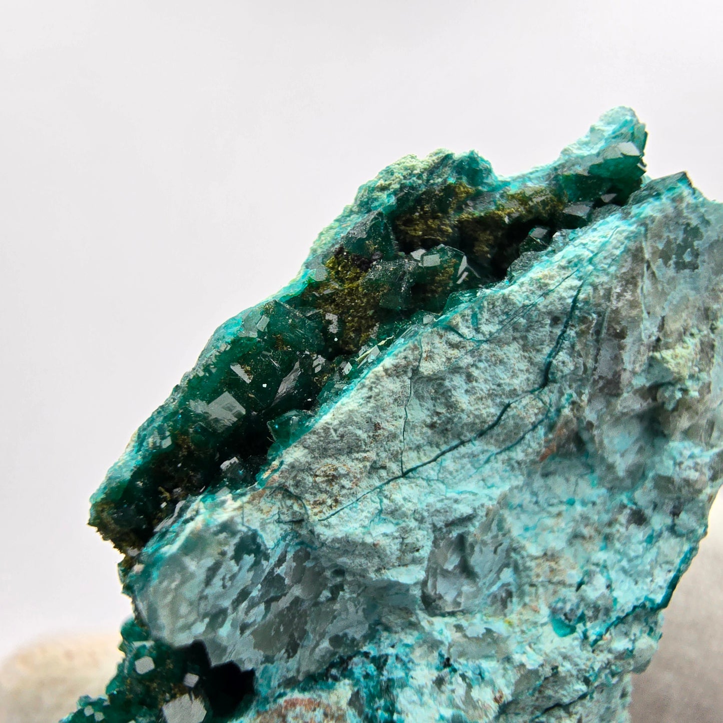 Seltene Dioptas, Chrysokoll Stufe Kaokoveld, Namibia 46*23*16mm Sammlung