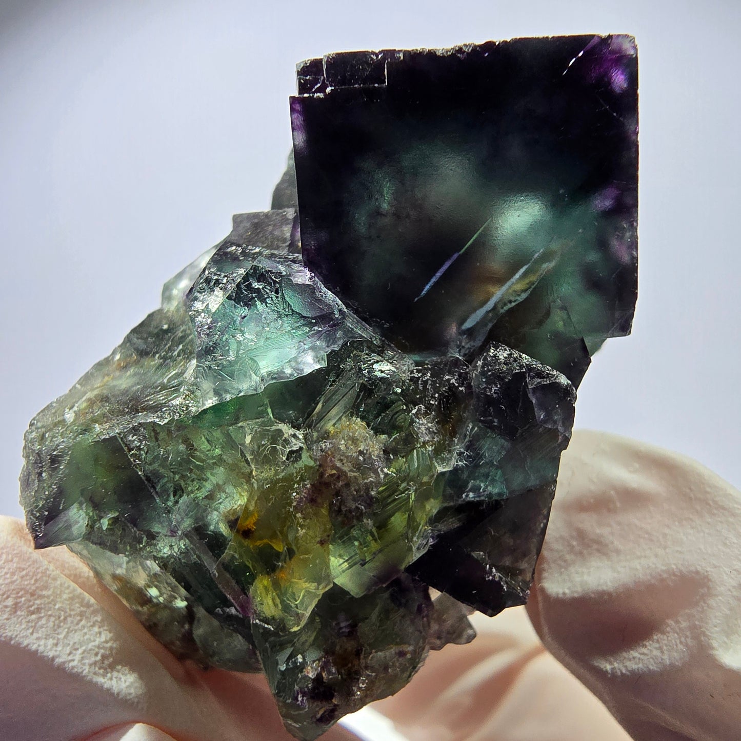 Spécimen de cube de fluorite fantôme, parqueté, zonal Okorusu, Namibie 49*45*27mm