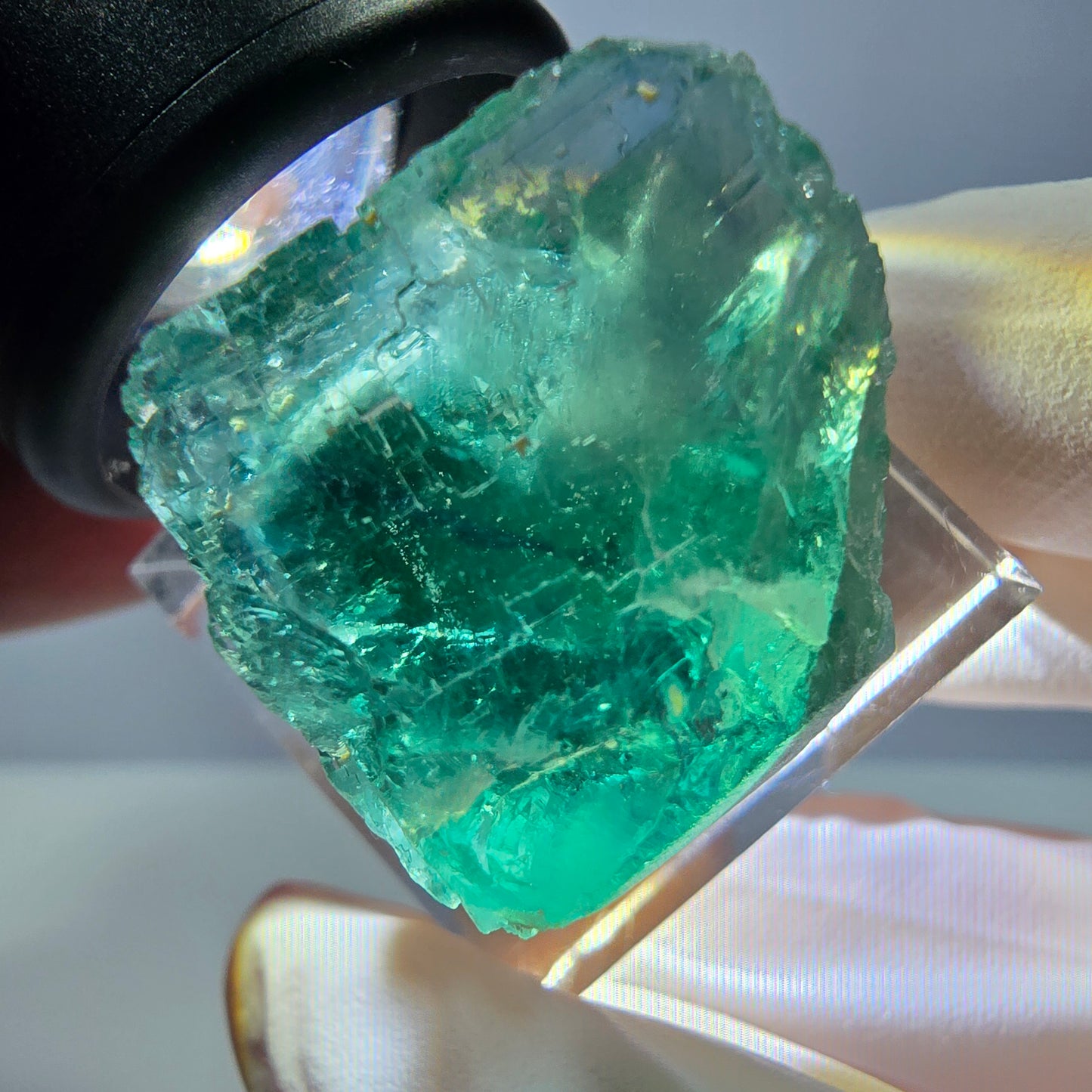 Klarer Phantom Fluorit Würfel parkettiert, grün Okorusu, Namibia 23*20*20mm