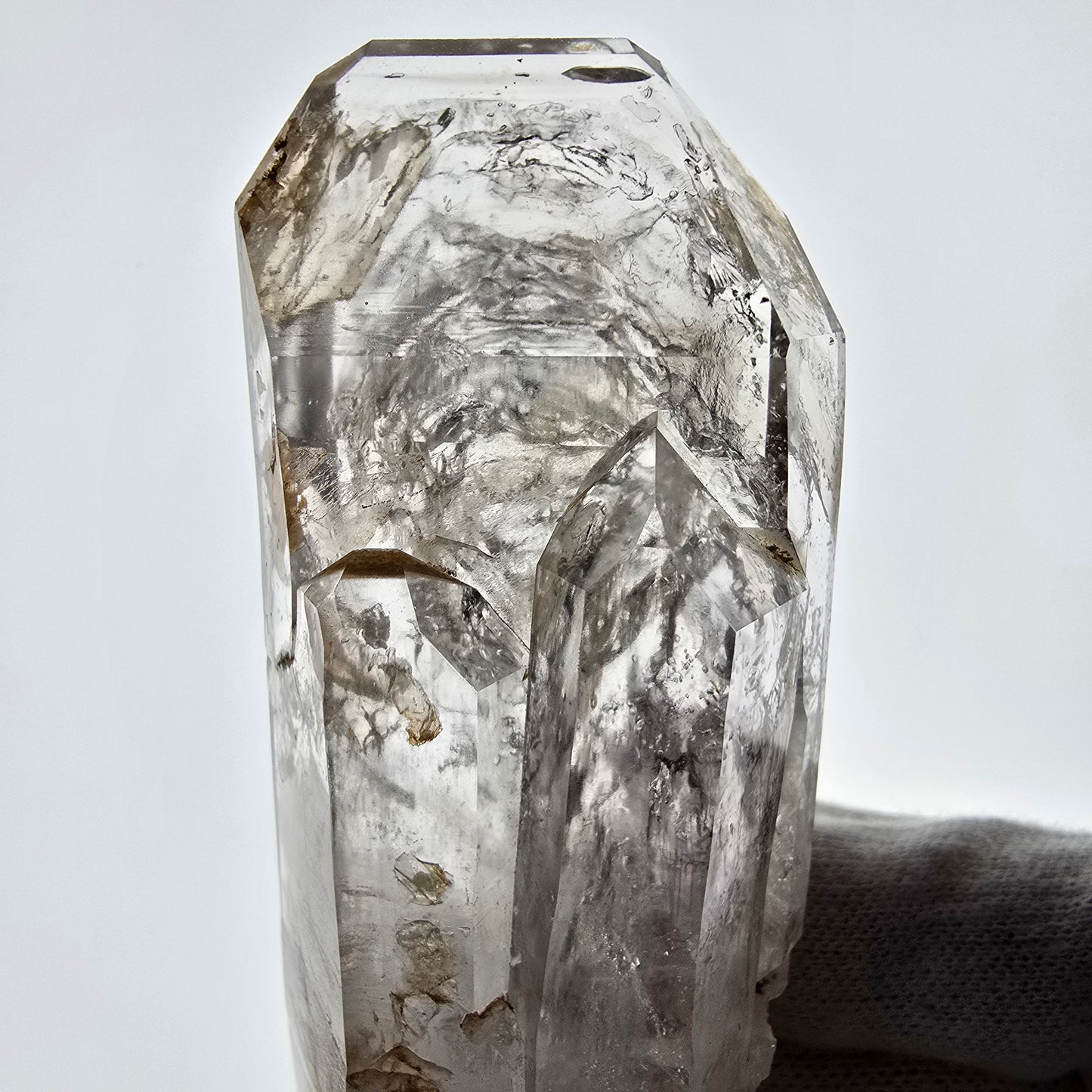 Sceptre en quartz fumé lémurien Enhydro, 1x Goboboseb de poche Bubble Valentine Namibie 96 x 38 x 25 mm