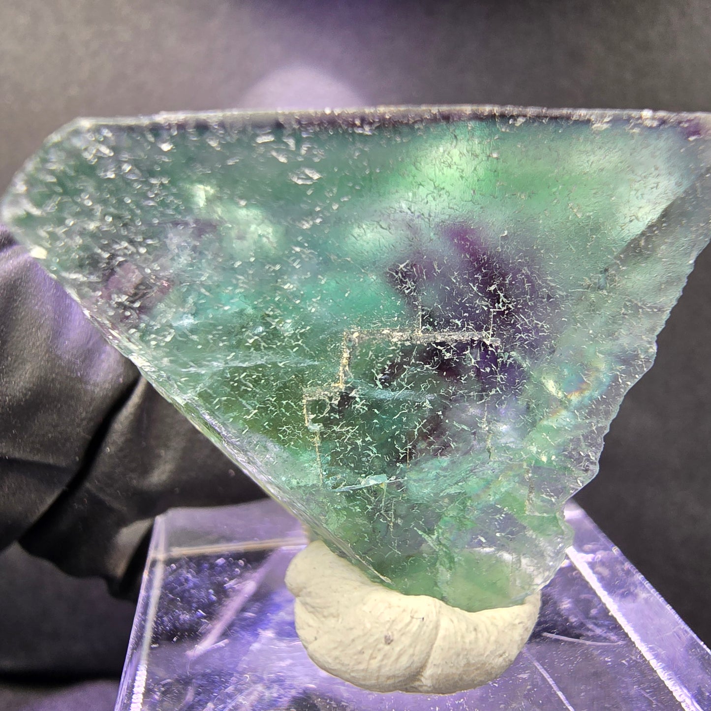 Seltener Phantom Fluorit Würfel grün lila 30*25*16mm Okorusu, Namibia Sammlung