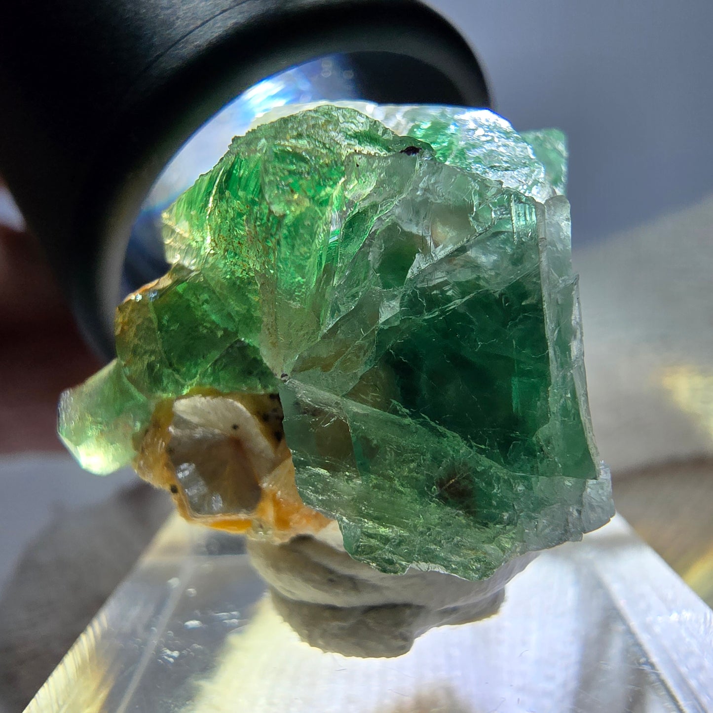 Cube de fluorite fantôme, spécimen de muscovite, Erongo, Namibie, 30 x 23 x 21 mm