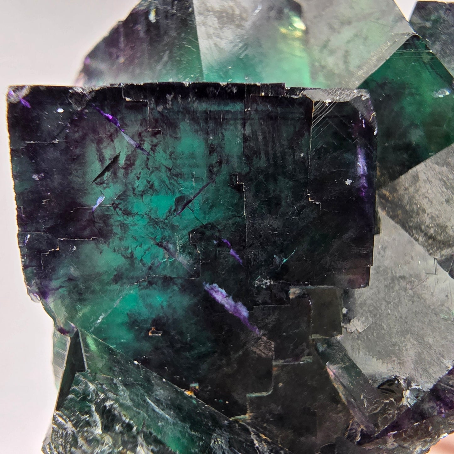 Seltene Phantom Fluorit Würfel Stufe Tie-Dye Pocket, Okorusu, Namibia 58*38*39mm