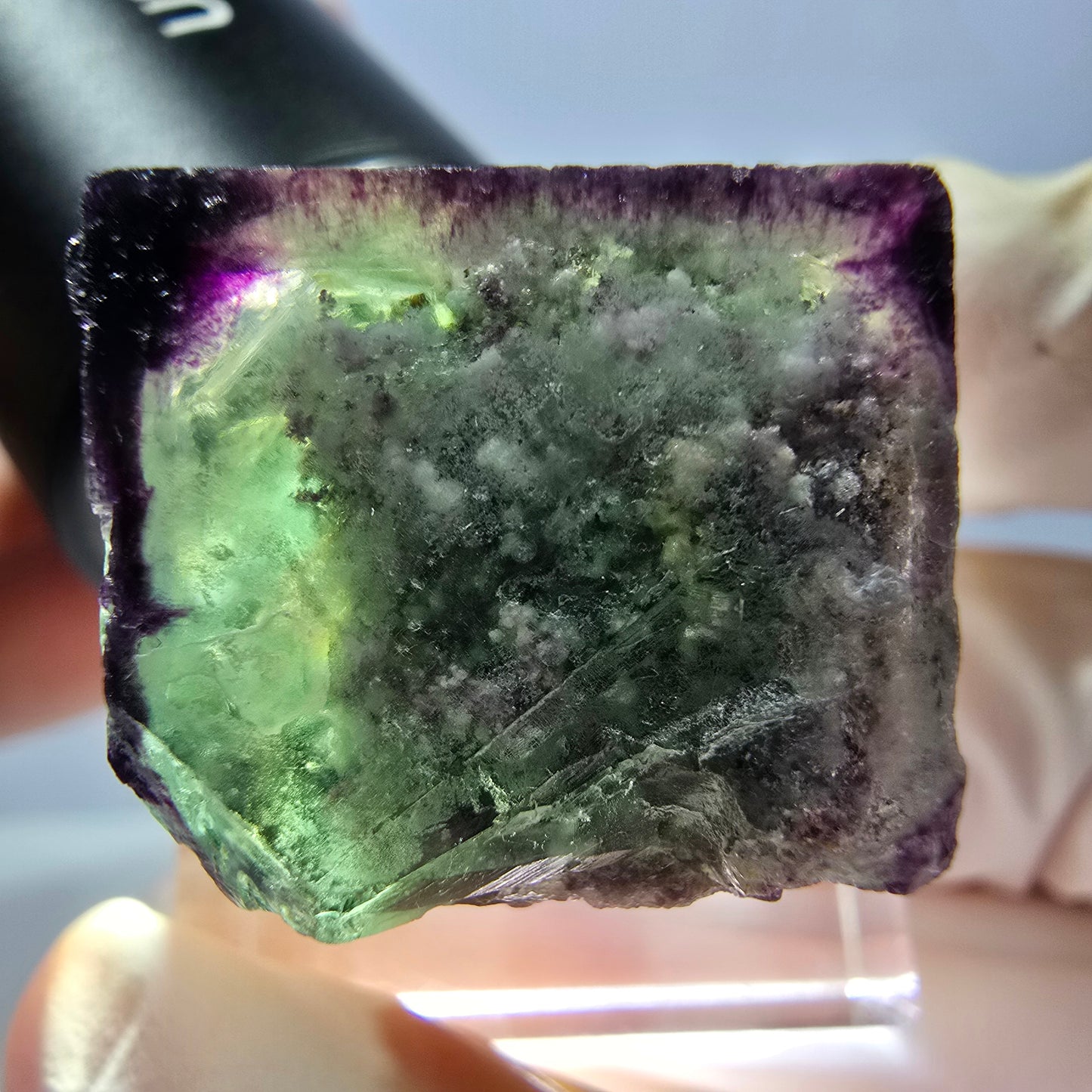 Phantom Fluorit Würfel parkettiert, zonal, grün lila Okorusu, Namibia 21*20*18mm