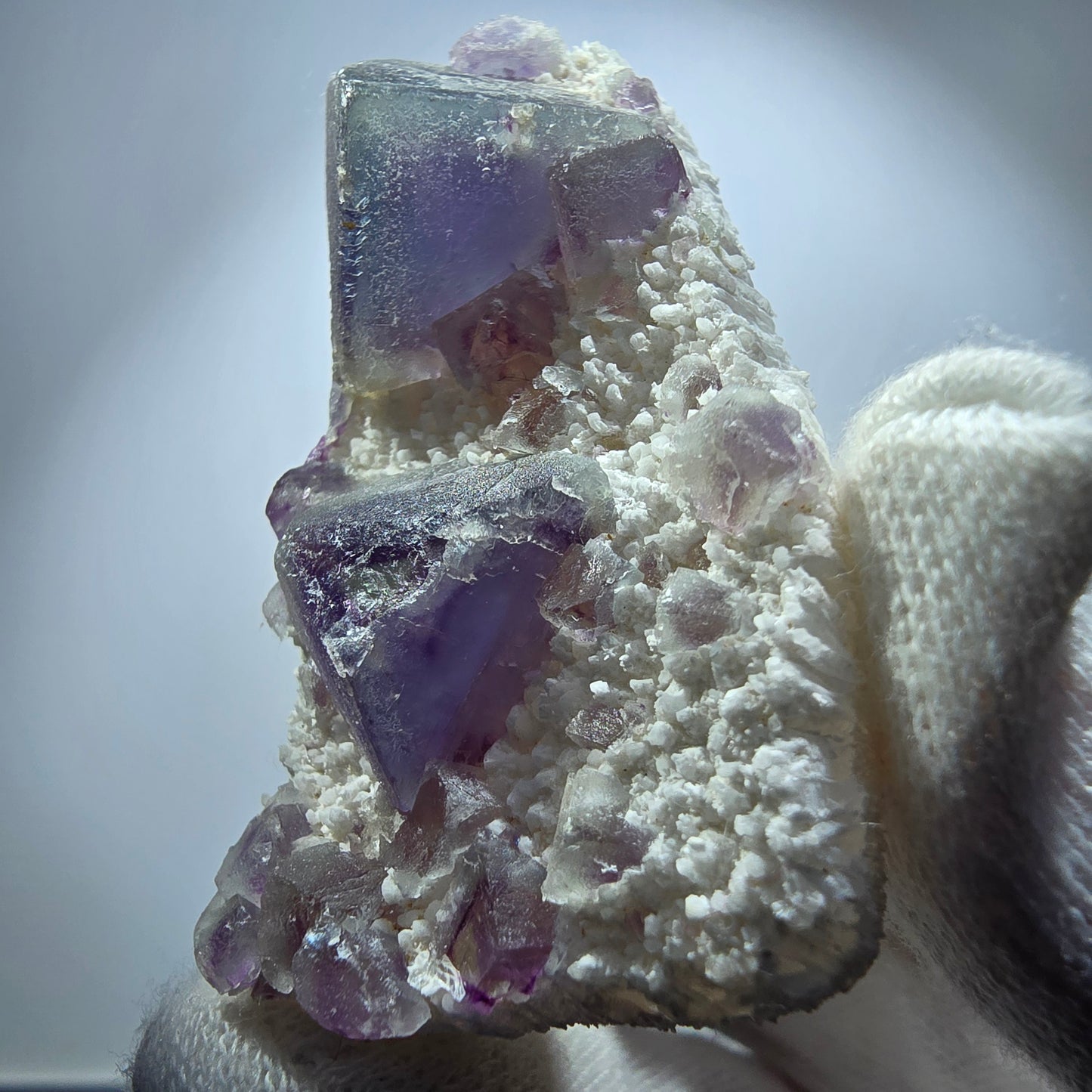 Cube de fluorite fantôme, spécimen de quartz vert violet, Omehane, Namibie, 58 x 3 322 mm