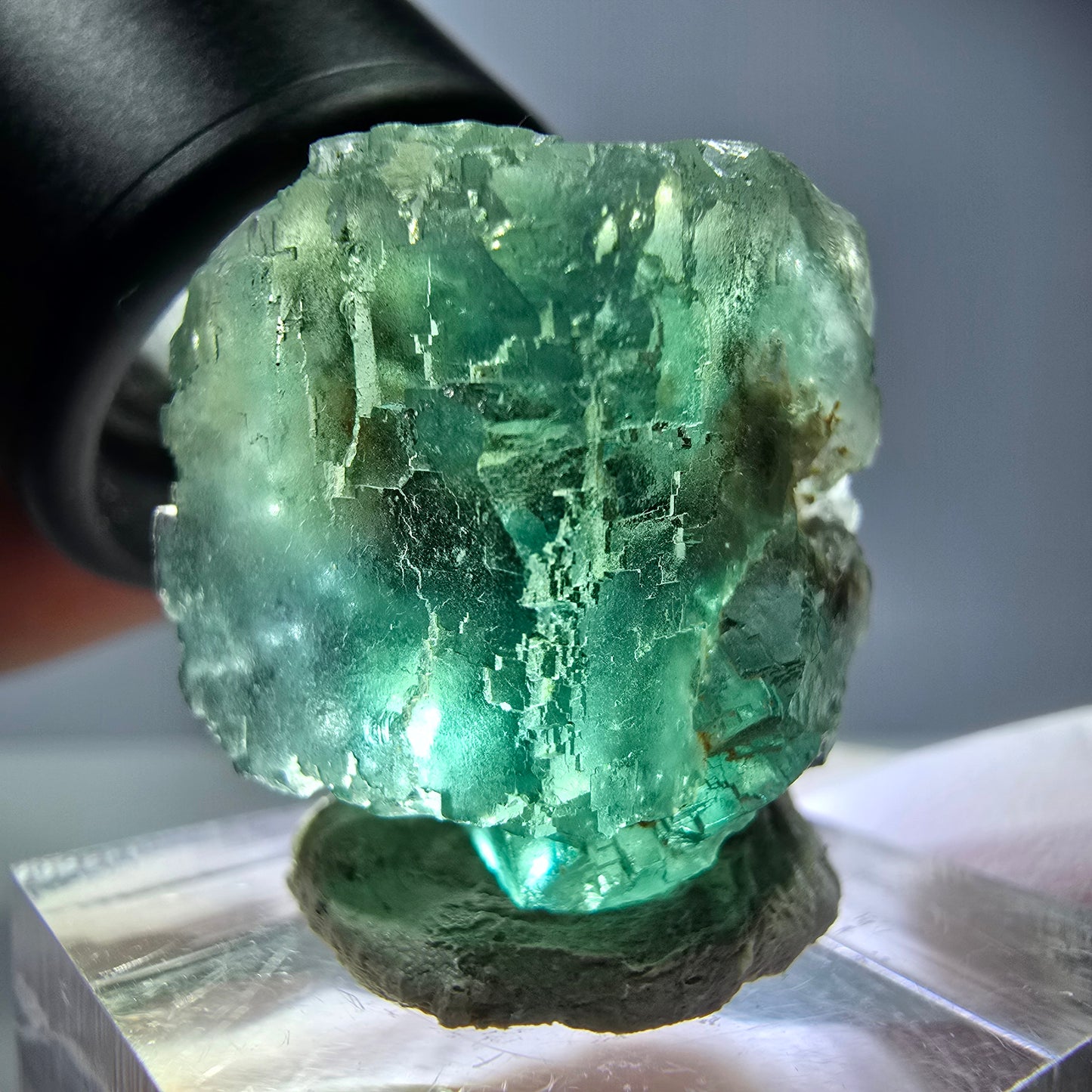 Klarer Phantom Fluorit Würfel parkettiert, grün Okorusu, Namibia 24*21*18mm