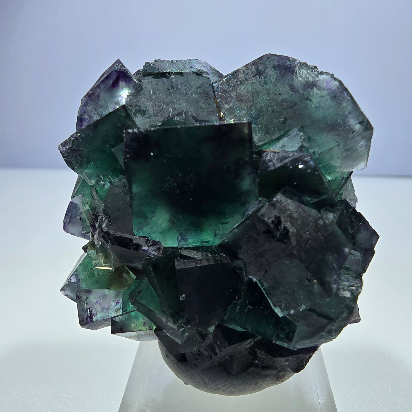 Seltene Phantom Fluorit Würfel Stufe zonal grün lila Okorusu, Namibia 50*46*26mm