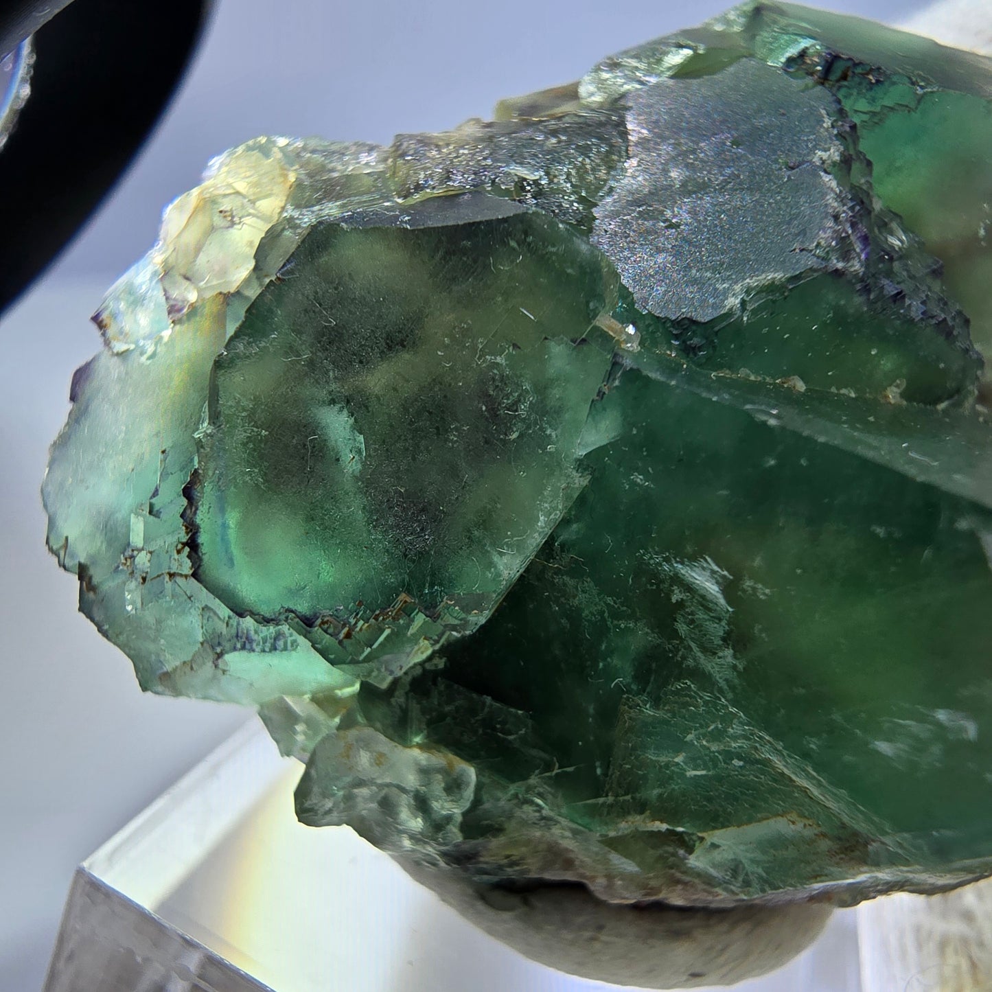 Seltene Phantom Fluorit Würfel Stufe zonal grün lila Okorusu, Namibia 47*43*26mm