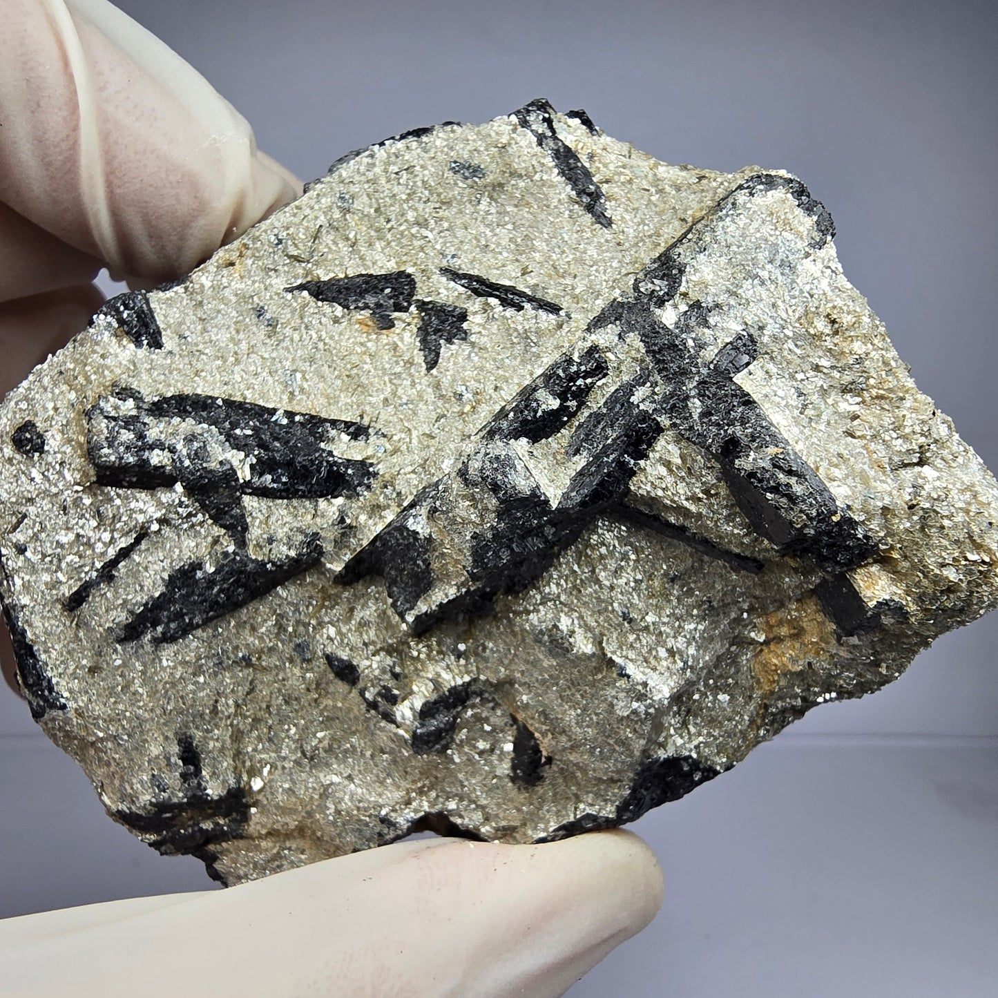 Seltene Schörl Turmalin auf Matrix Stufe 76*63*32mm Namibia Mineraliensammlung