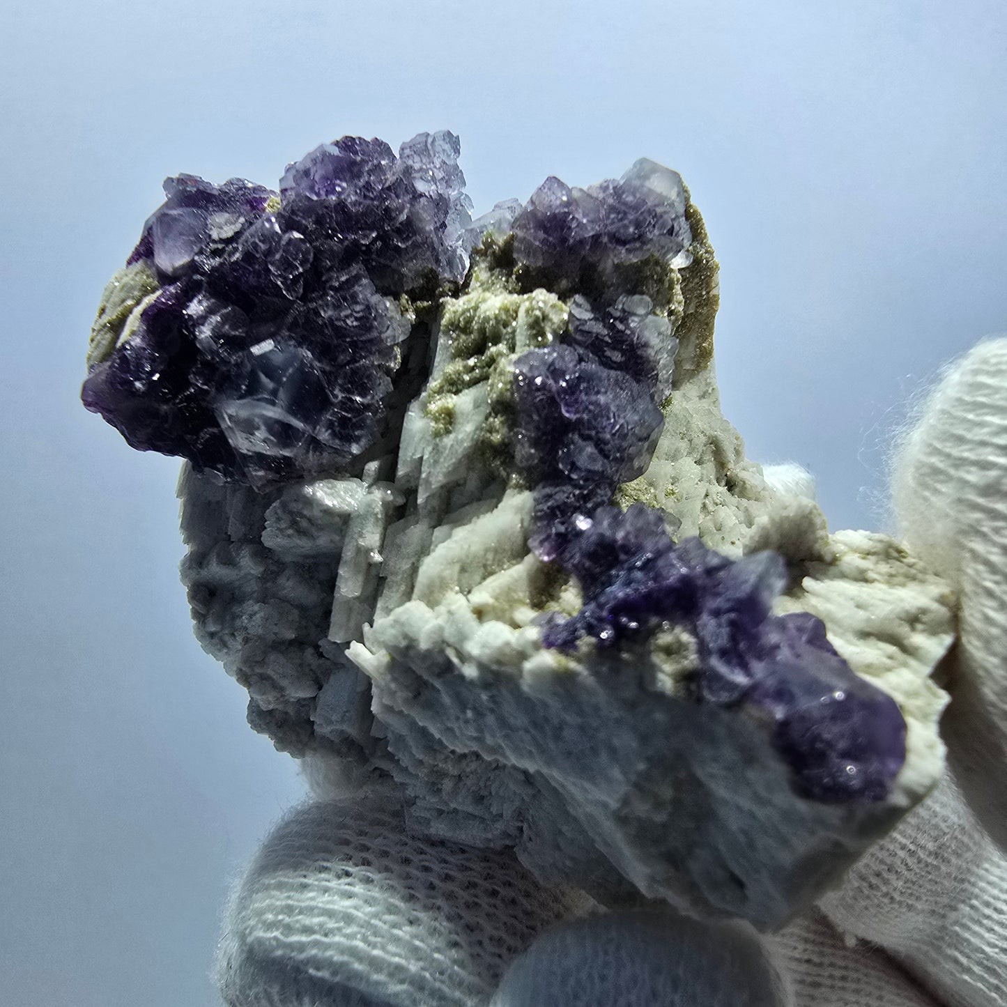 Cube de fluorite fantôme, muscovite, spécimen d'orthose, Erongo, Namibie, 56 x 44 x 28 mm