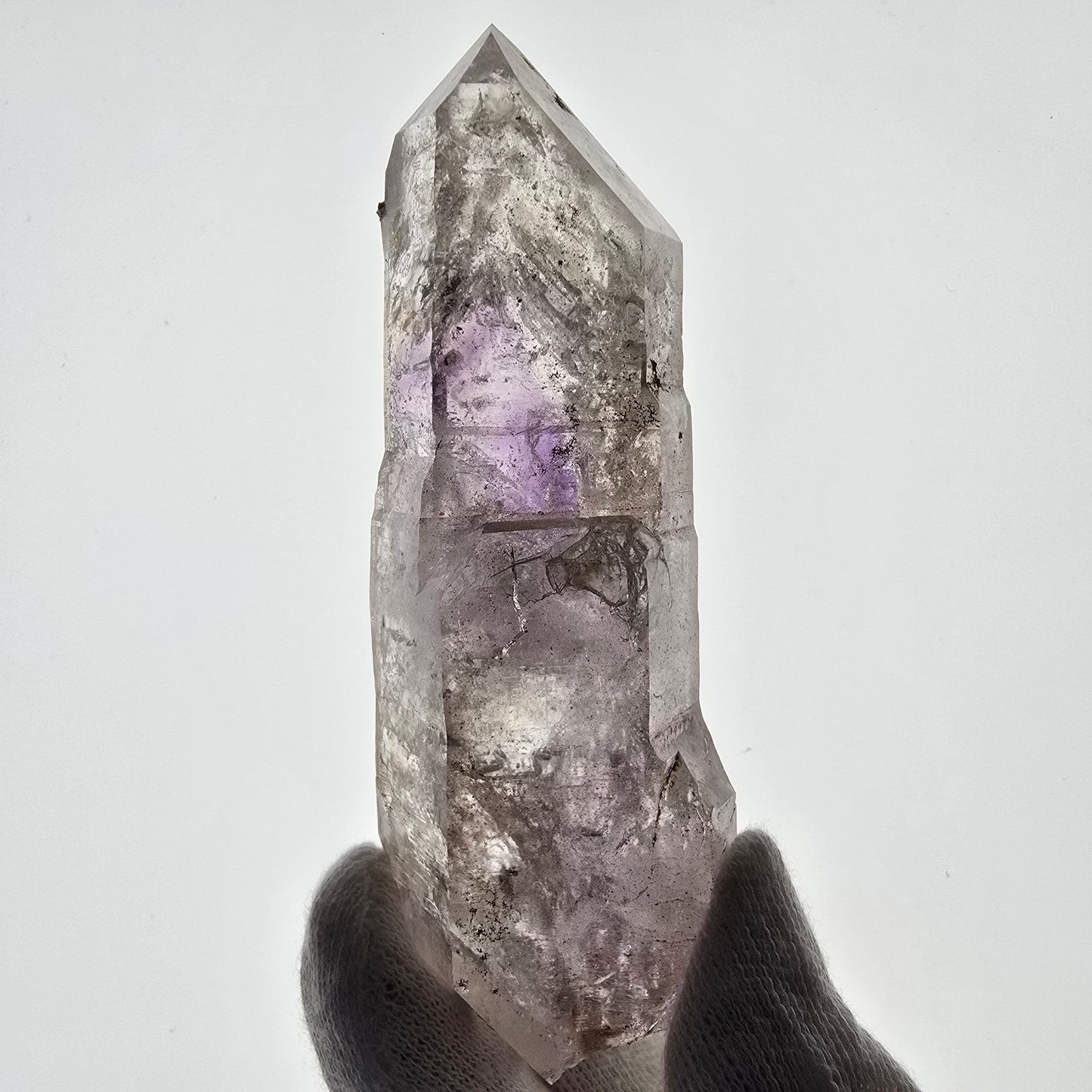 Sceptre d'améthyste squelette Enhydro DT UV Calcite 2x Bubble Valentine Pocket Namibie 106*35*26mm