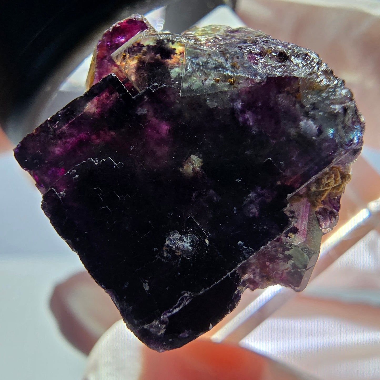 Phantom Fluorit Würfel Stufe, grün lila Okorusu, Namibia 21*20*19mm