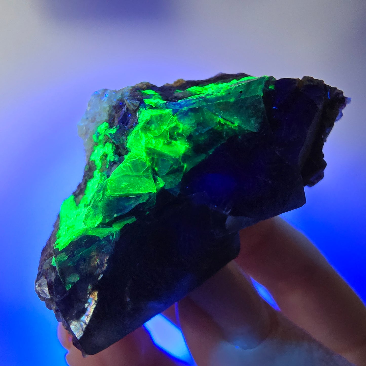 Bunte Phantom Fluorit Würfel Hyalit Muskovit Stufe Erongo, Namibia 51*39*30mm