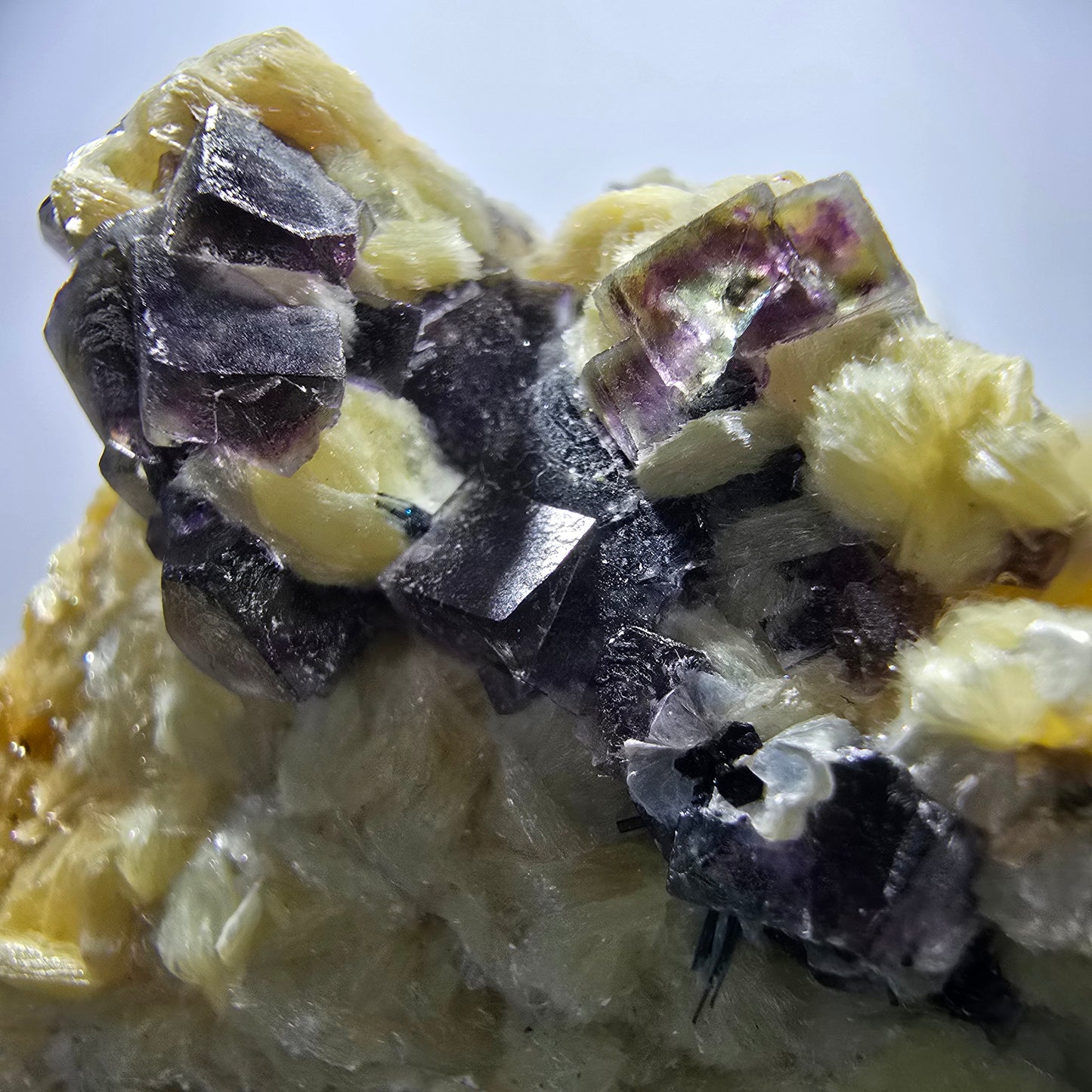 Colorful Phantom Fluorite Cubes Hyalite Muscovite Schorl Erongo, Namibia 67*55*35mm