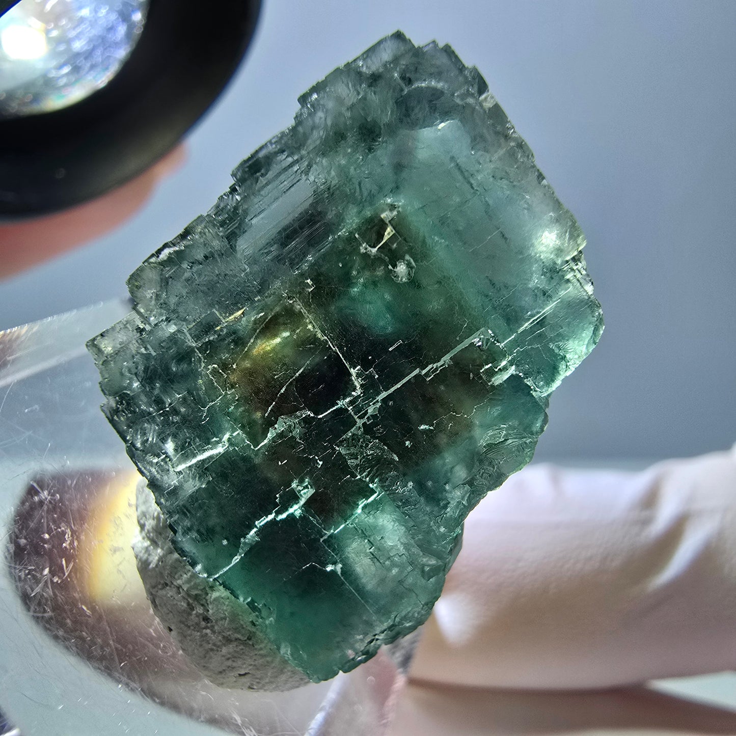 Phantom Fluorit Würfel Stufe, grün parkettiert Okorusu, Namibia 21*20*17mm