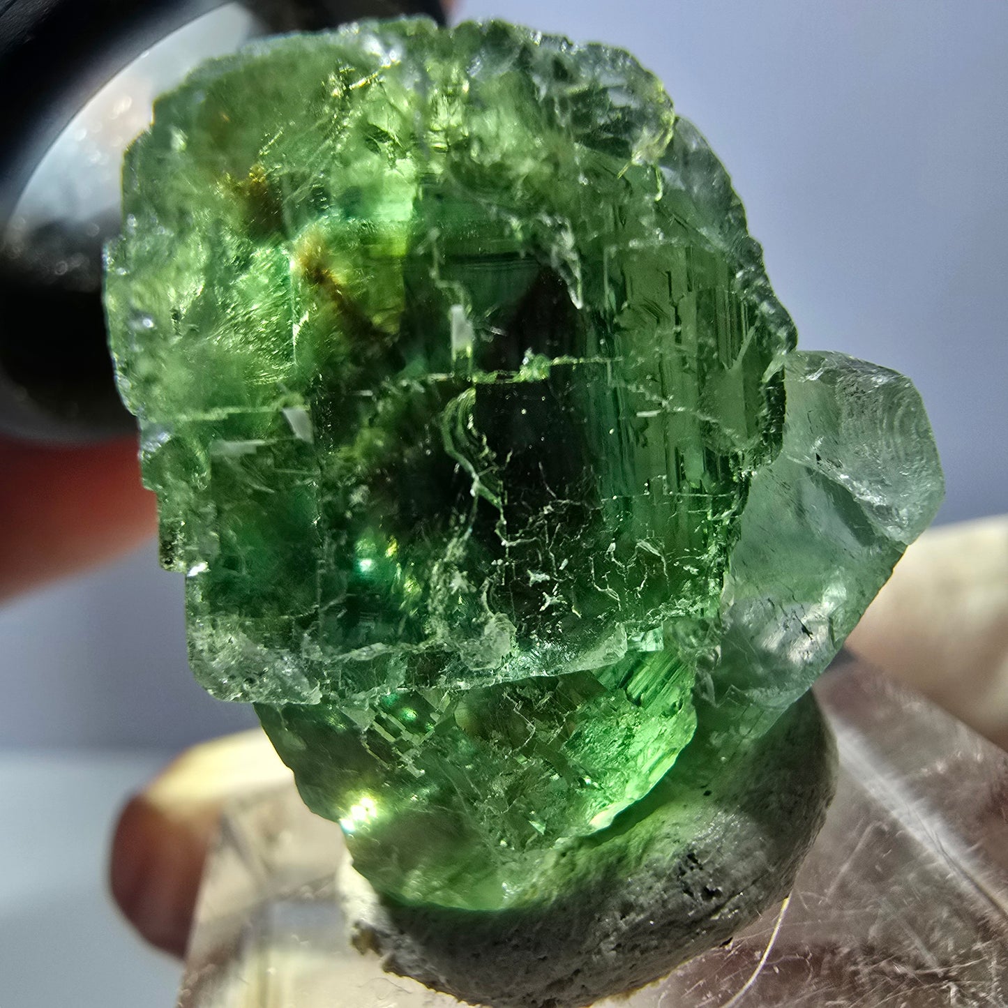 Seltene Phantom Fluorit Würfel Stufe, grün Okorusu, Namibia 28*26*19mm