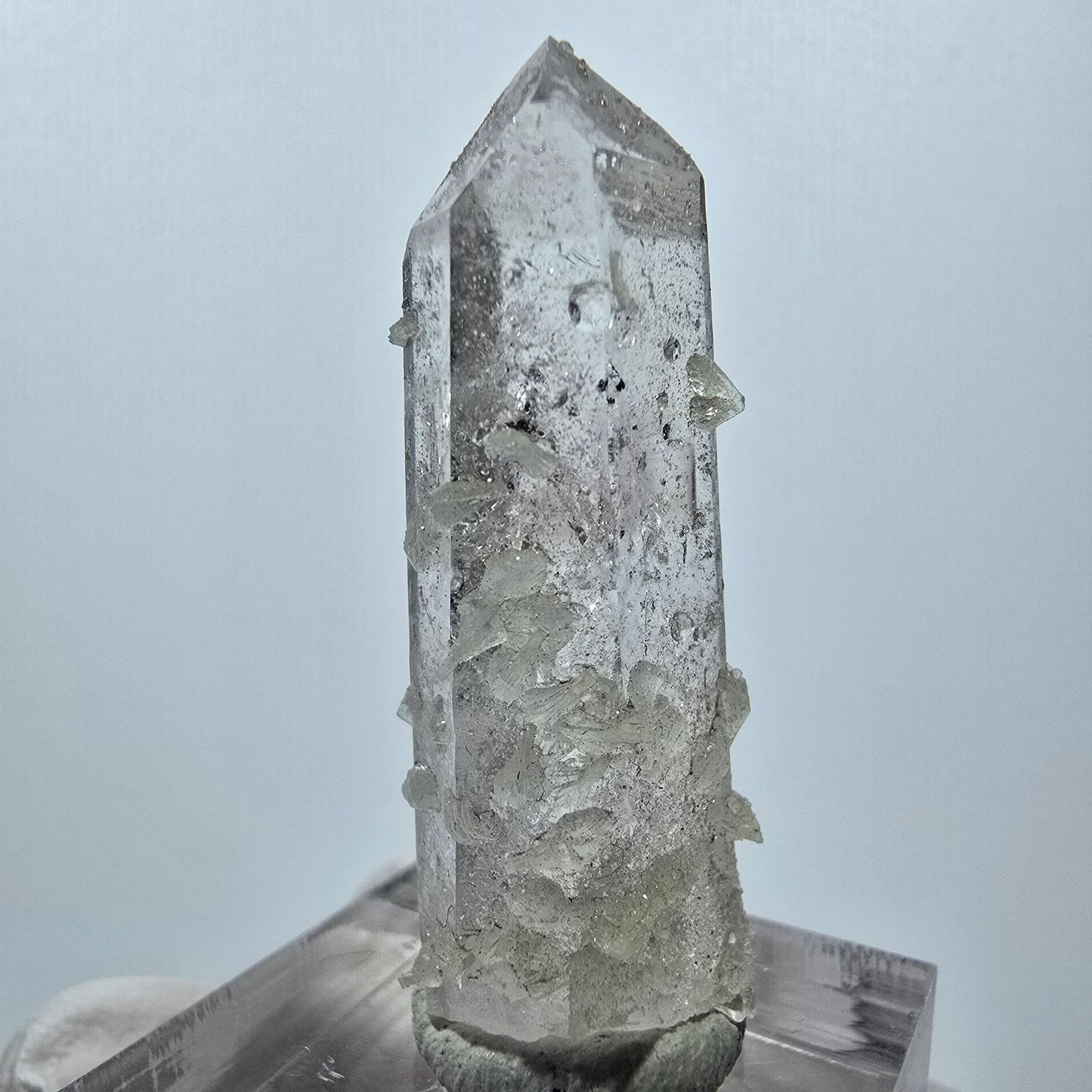 Enhydro Quartz with Prehnite, Analcim Streep Mine, Goboboseb, Namibia 41*15*10mm