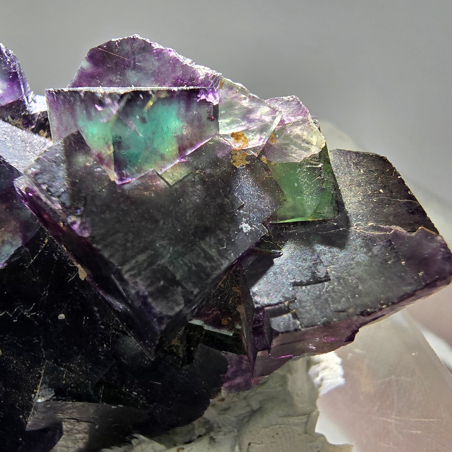 Seltene Phantom Fluorit Würfel Stufe Tie-Dye Pocket, Okorusu, Namibia 61*43*26mm