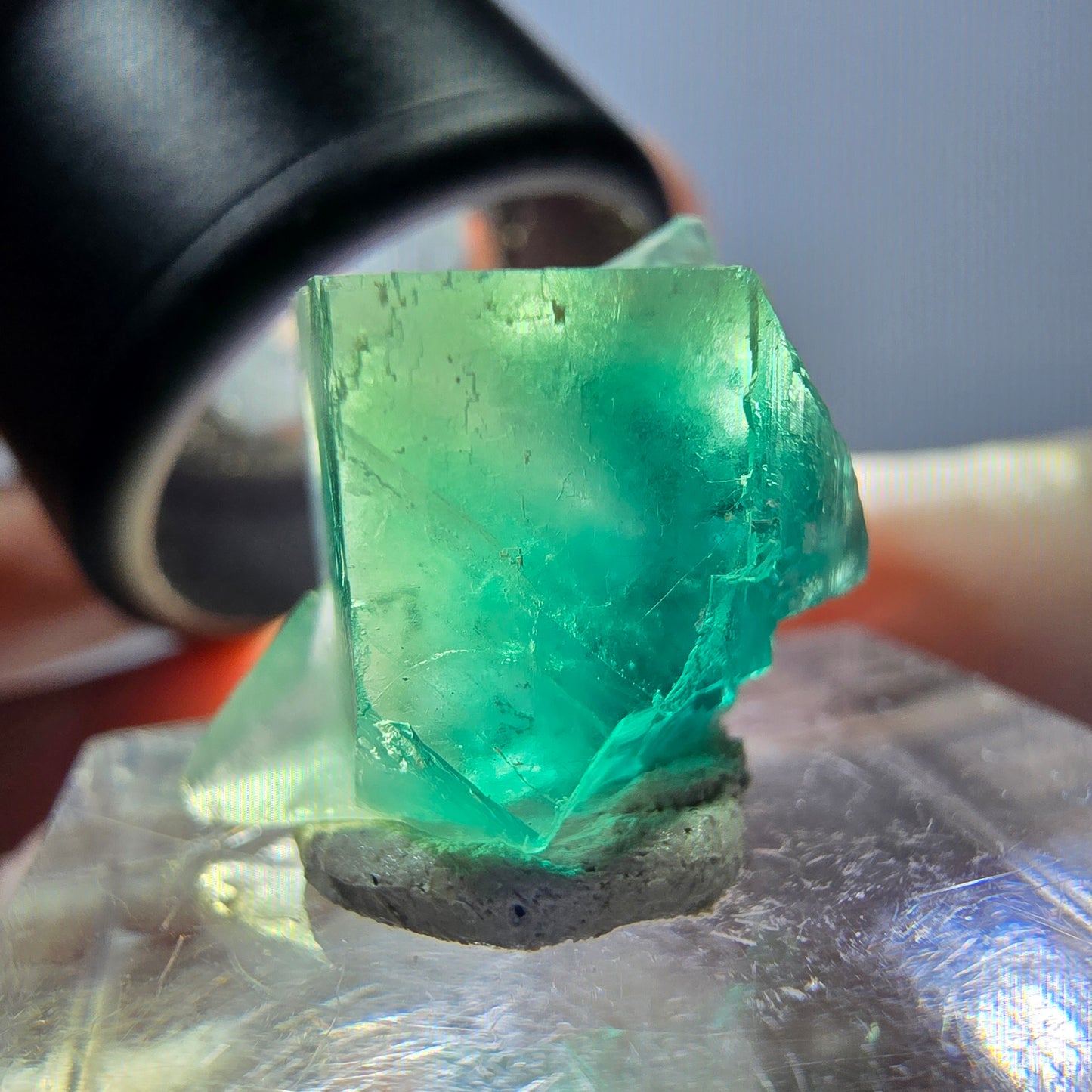 Rare spécimen de cube de fluorite fantôme, vert Okorusu, Namibie 17 x 16 x 16 mm