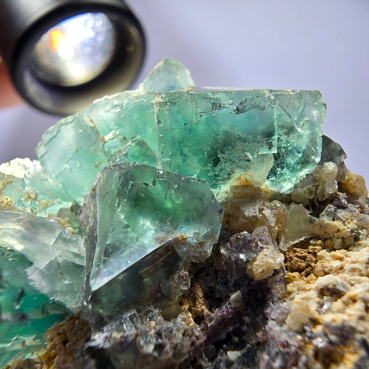 Spécimen de cube de fluorite fantôme transparente, vert parqueté, Okorusu, Namibie, 50 x 41 x 40 mm