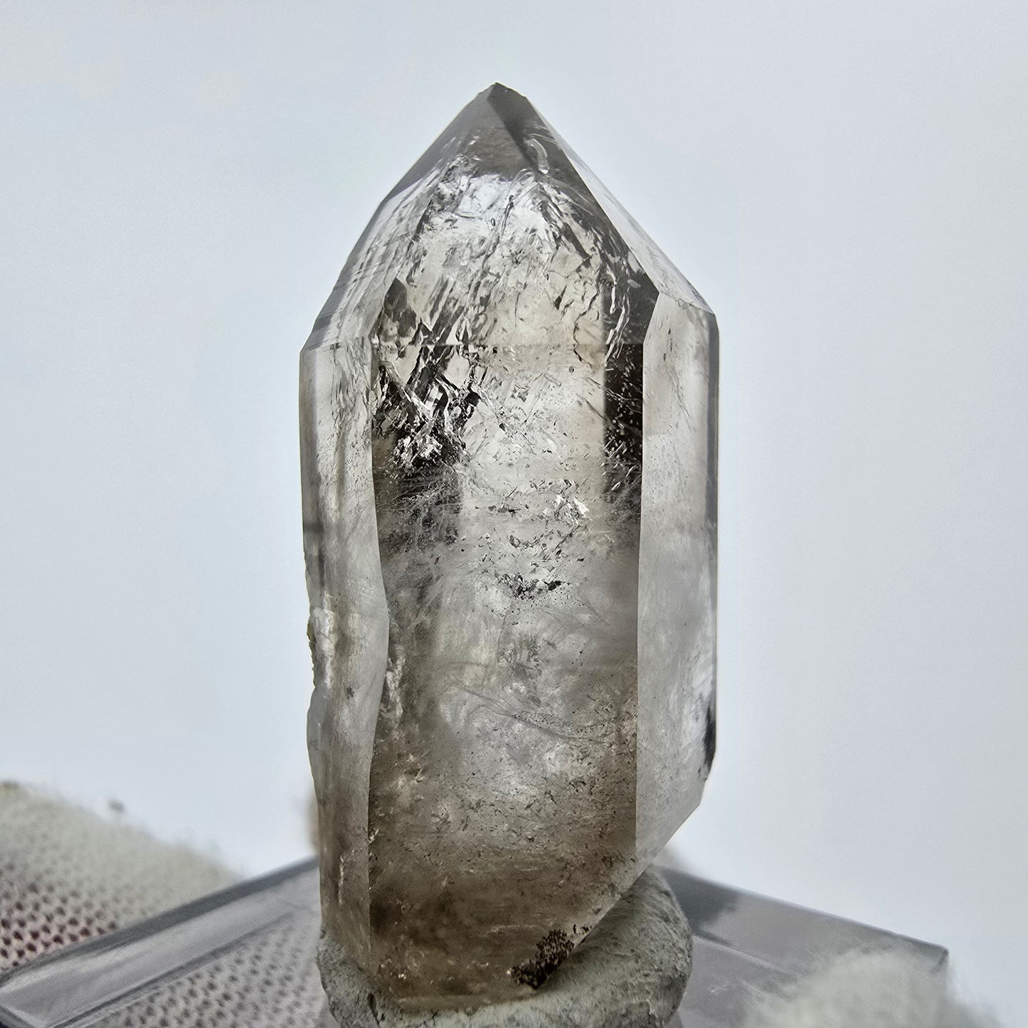 Enhydro Phantom Smoky Quartz Sceptre Tip 2x Bubble Goboboseb, Namibie 35*18*13mm