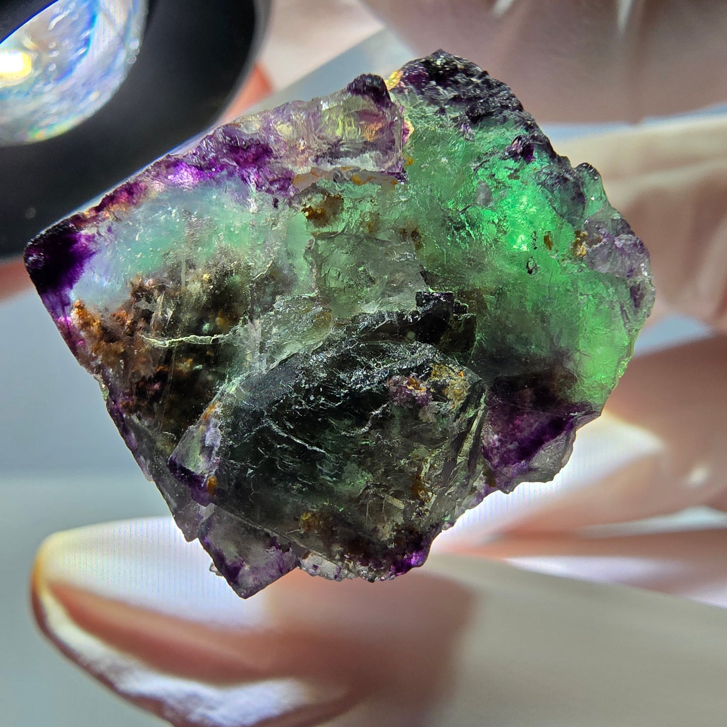 Phantom Fluorit Würfel Stufe, parkettiert, zonal Okorusu, Namibia 24*22*18mm