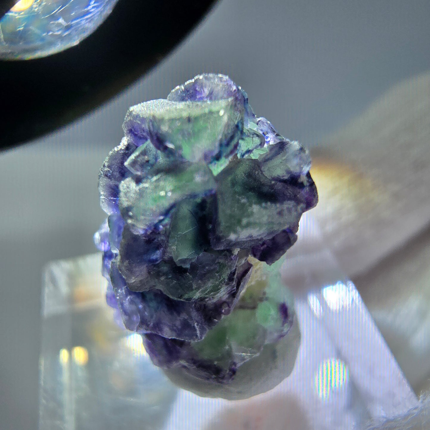 Phantom Fluorit Würfel Muskovit Schörl Turmalin Stufe Erongo, Namibia 23*14*13mm