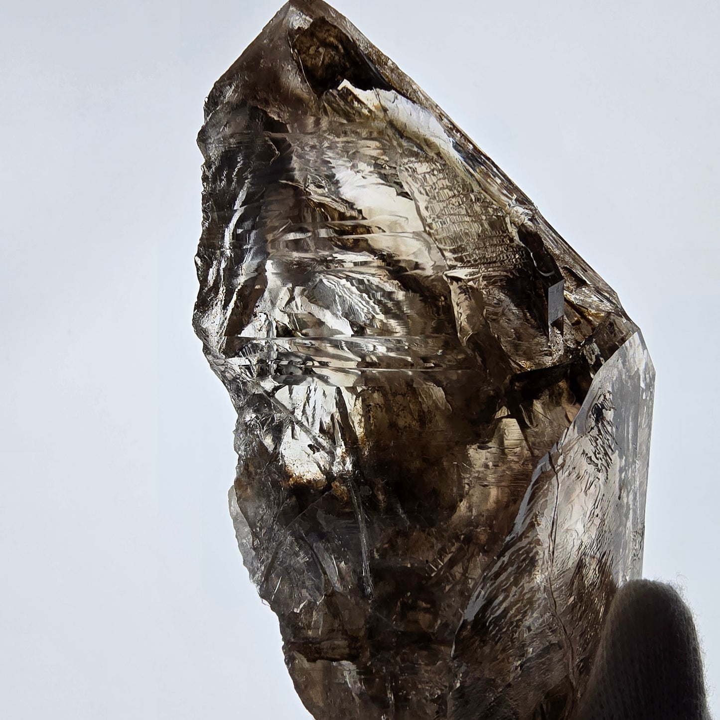 Sceptre de poche Saint-Valentin en quartz fumé fantôme squelette, Namibie 122 x 72 x 32 mm