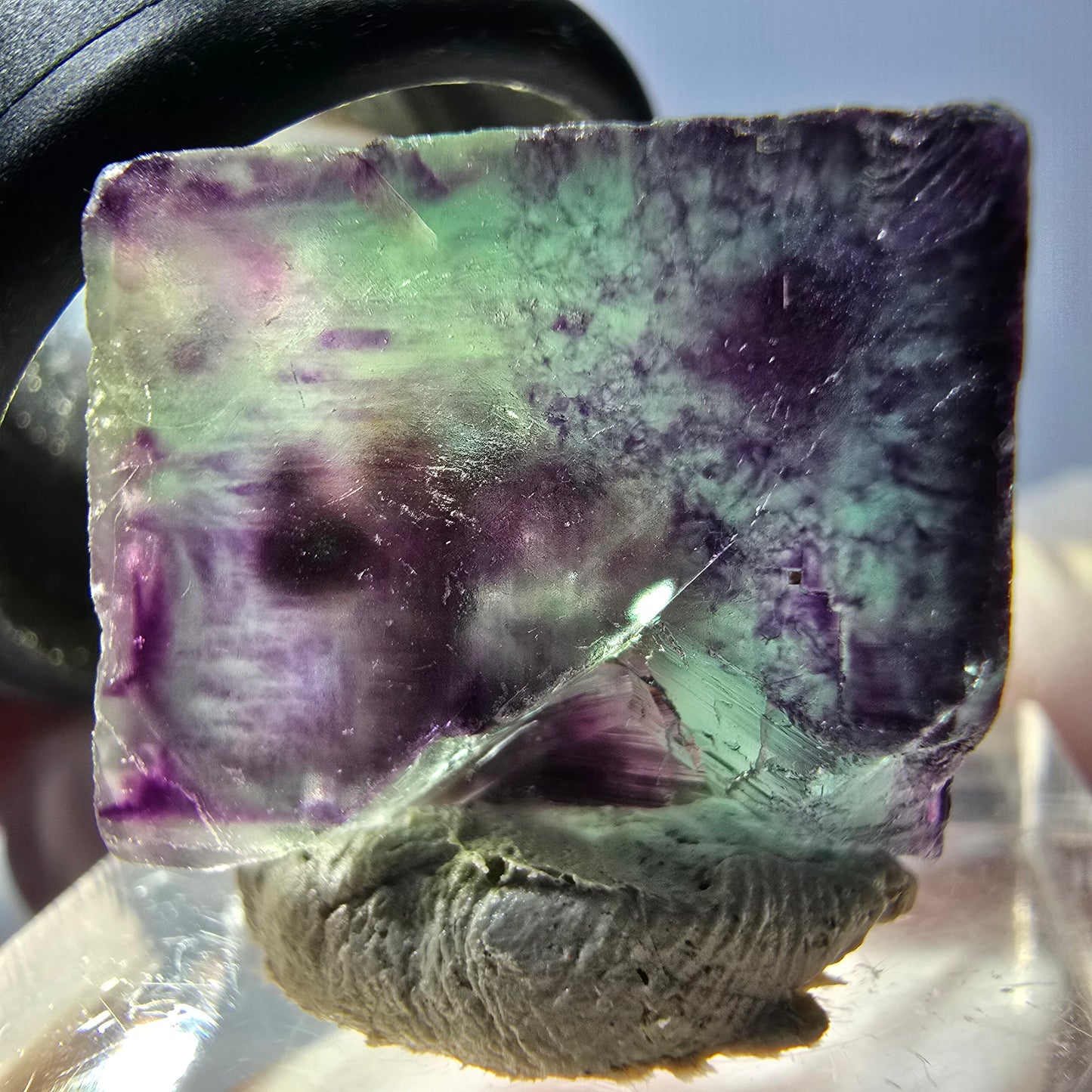 Phantom Fluorit Würfel parkettiert, grün lila Okorusu, Namibia 19*17*11mm