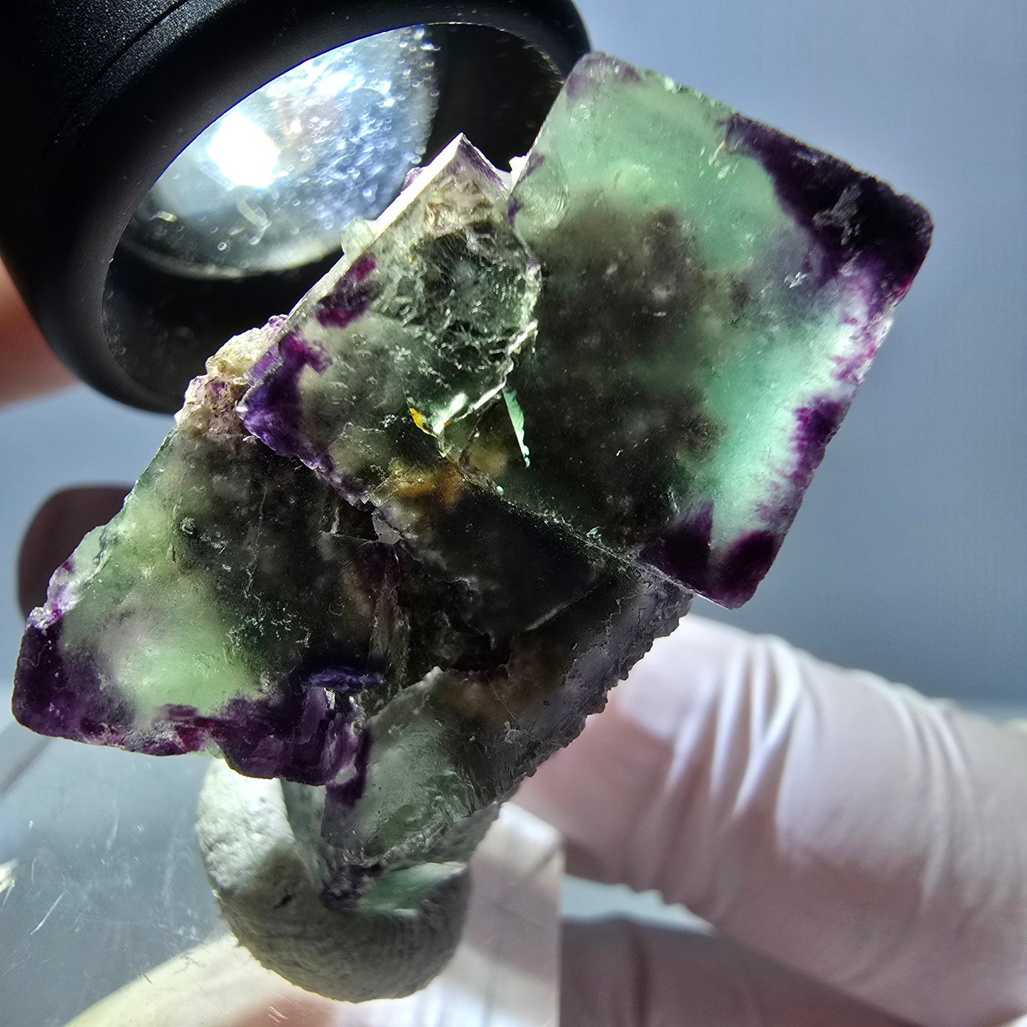 Phantom Fluorit Würfel Stufe, parkettiert, zonal Okorusu, Namibia 38*21*15mm
