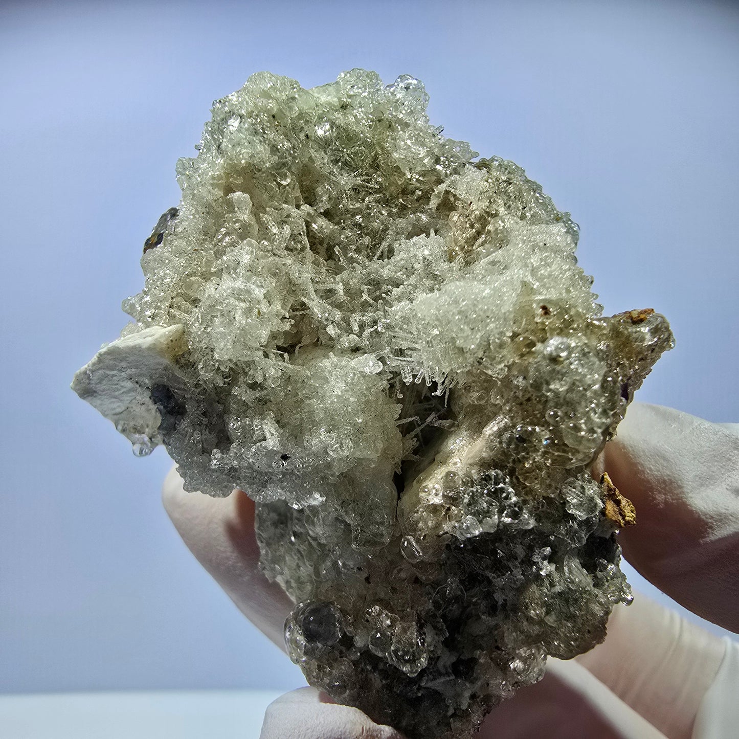Hyalit Opal, Rauchquarz, Schörl Turmalin, Orthoklas Erongo, Namibia 71*58*45mm