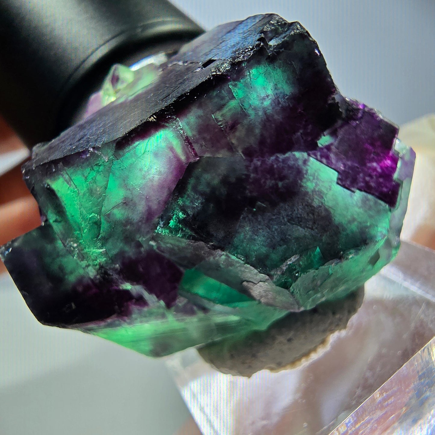Phantom Fluorit Würfel Stufe, parkettiert grün lila Okorusu, Namibia 39*32*20mm