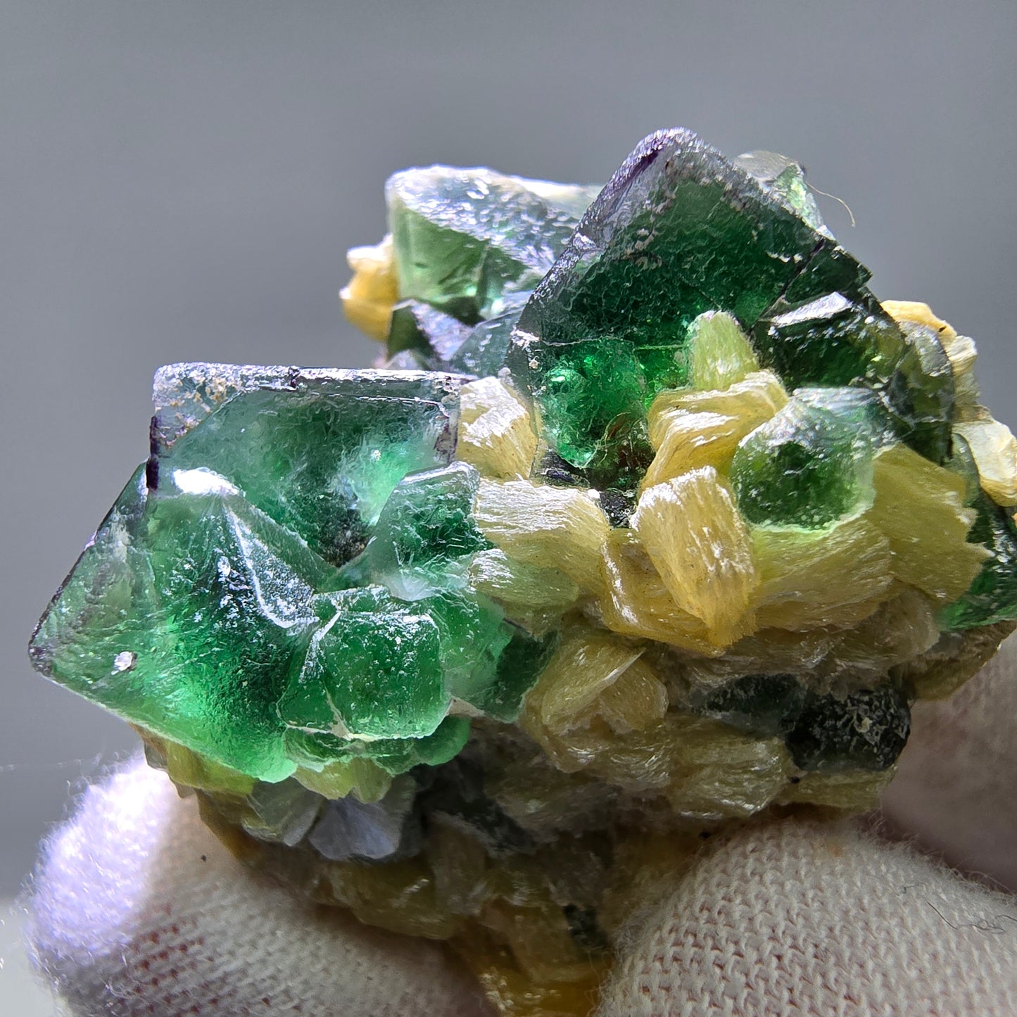 Phantom Fluorit Würfel, Muskovit Stufe Erongo, Namibia 37*31*27mm Sammlung