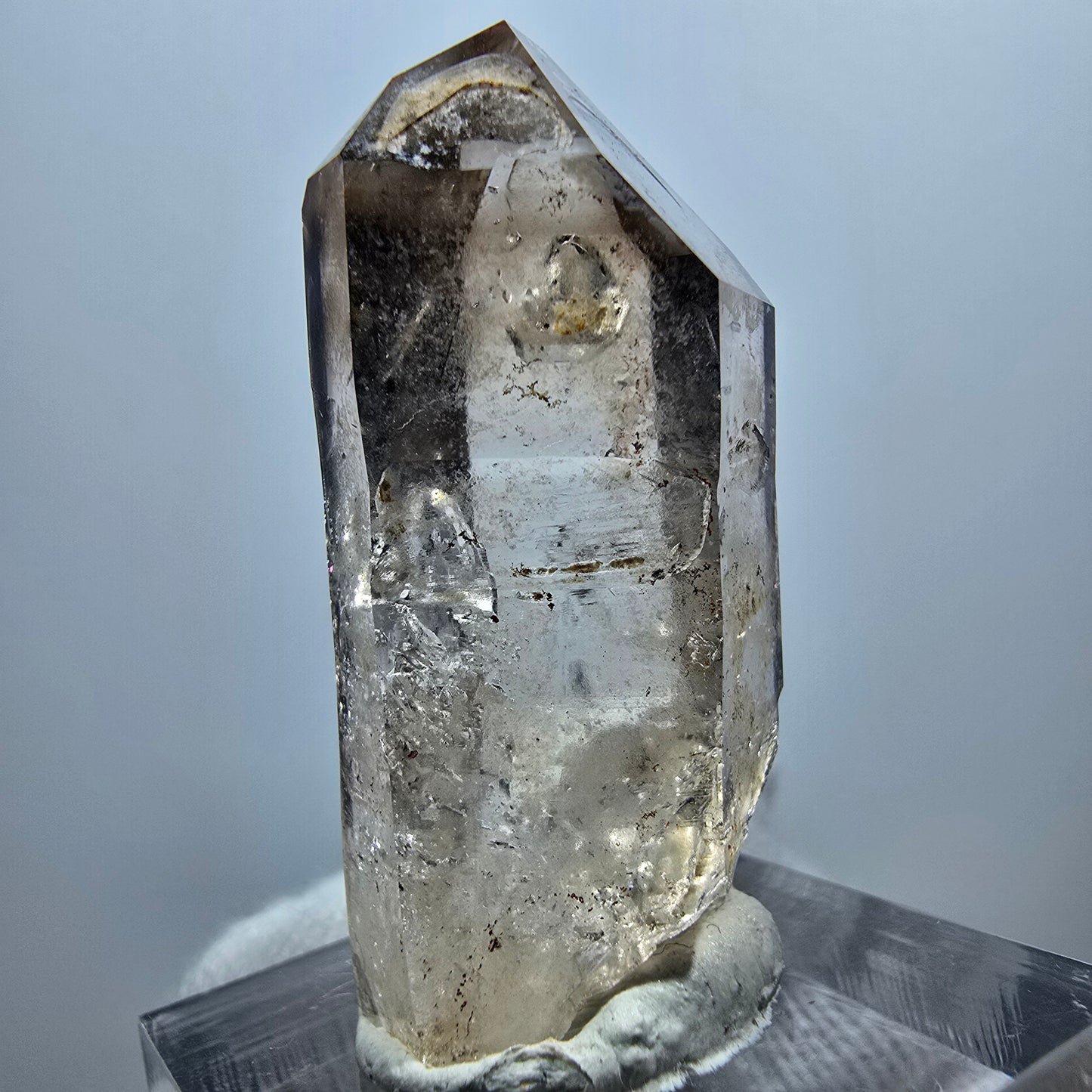 Pointe de quartz fumé Enhydro Phantom, 1x Bubble Goboboseb, Namibie 39*16*16mm