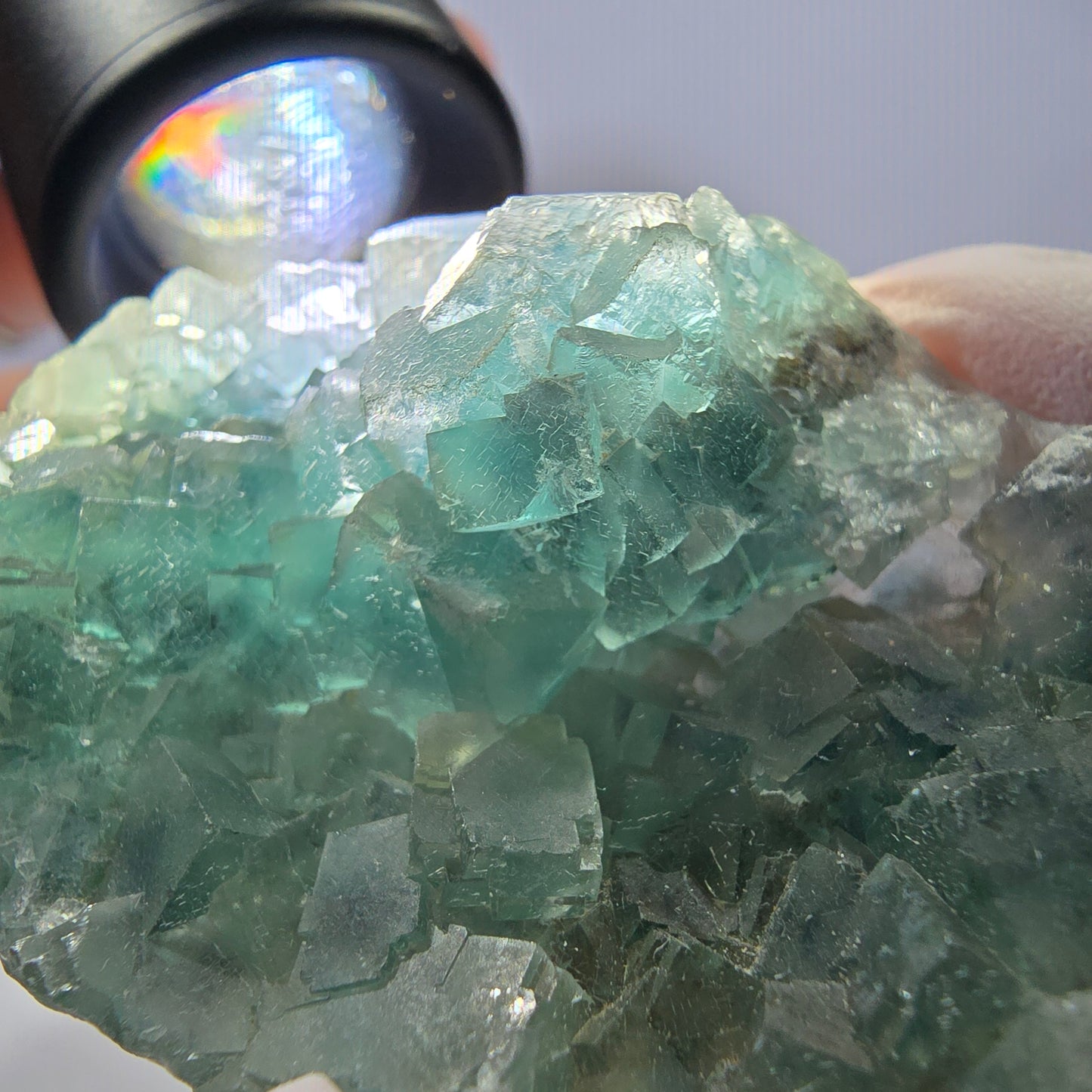 Cube de fluorite fantôme vert étagé Okorusu, Namibie 61 x 42 x 20 mm