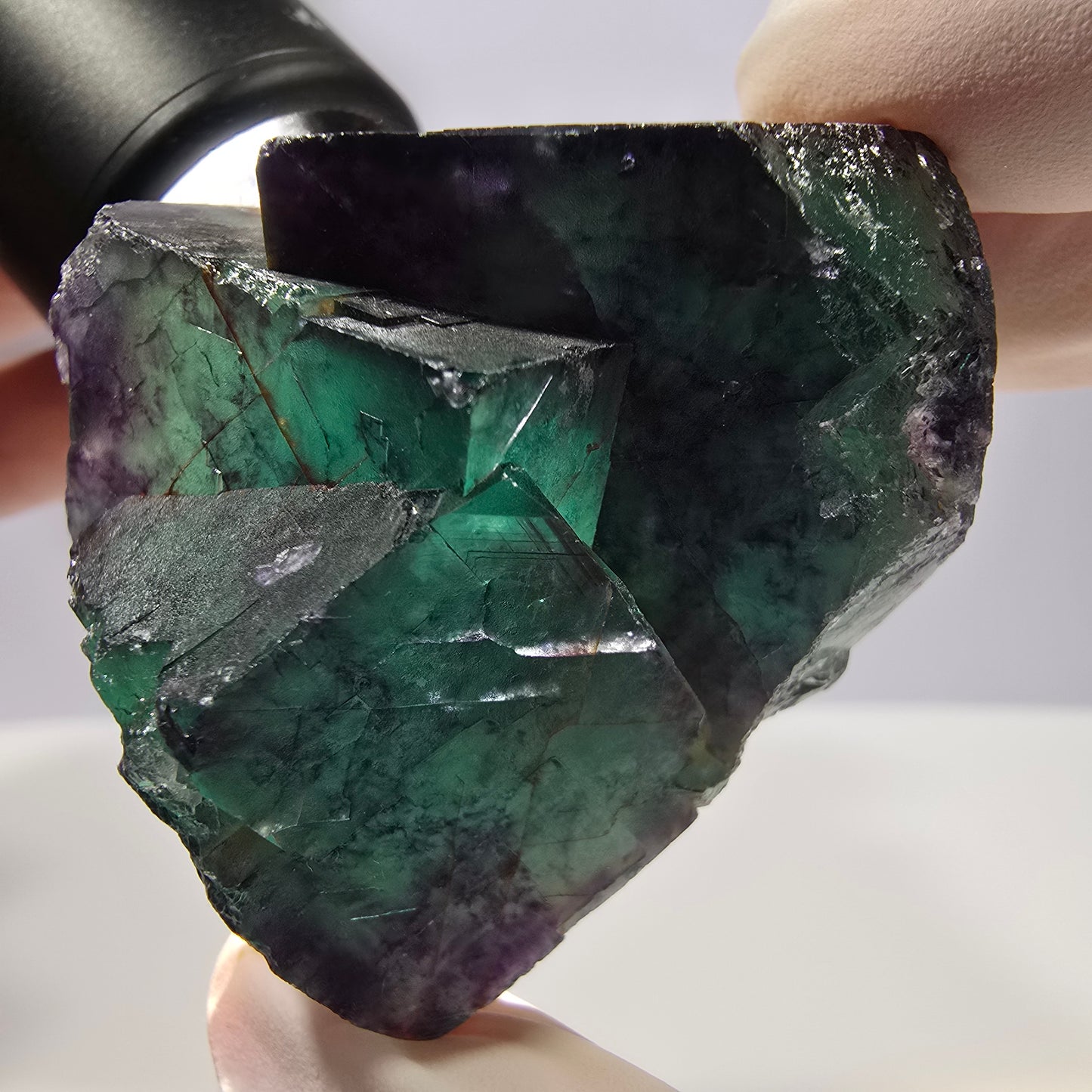 Spécimen de cube de fluorite fantôme parqueté vert violet Okorusu, Namibie 51*41*28 mm