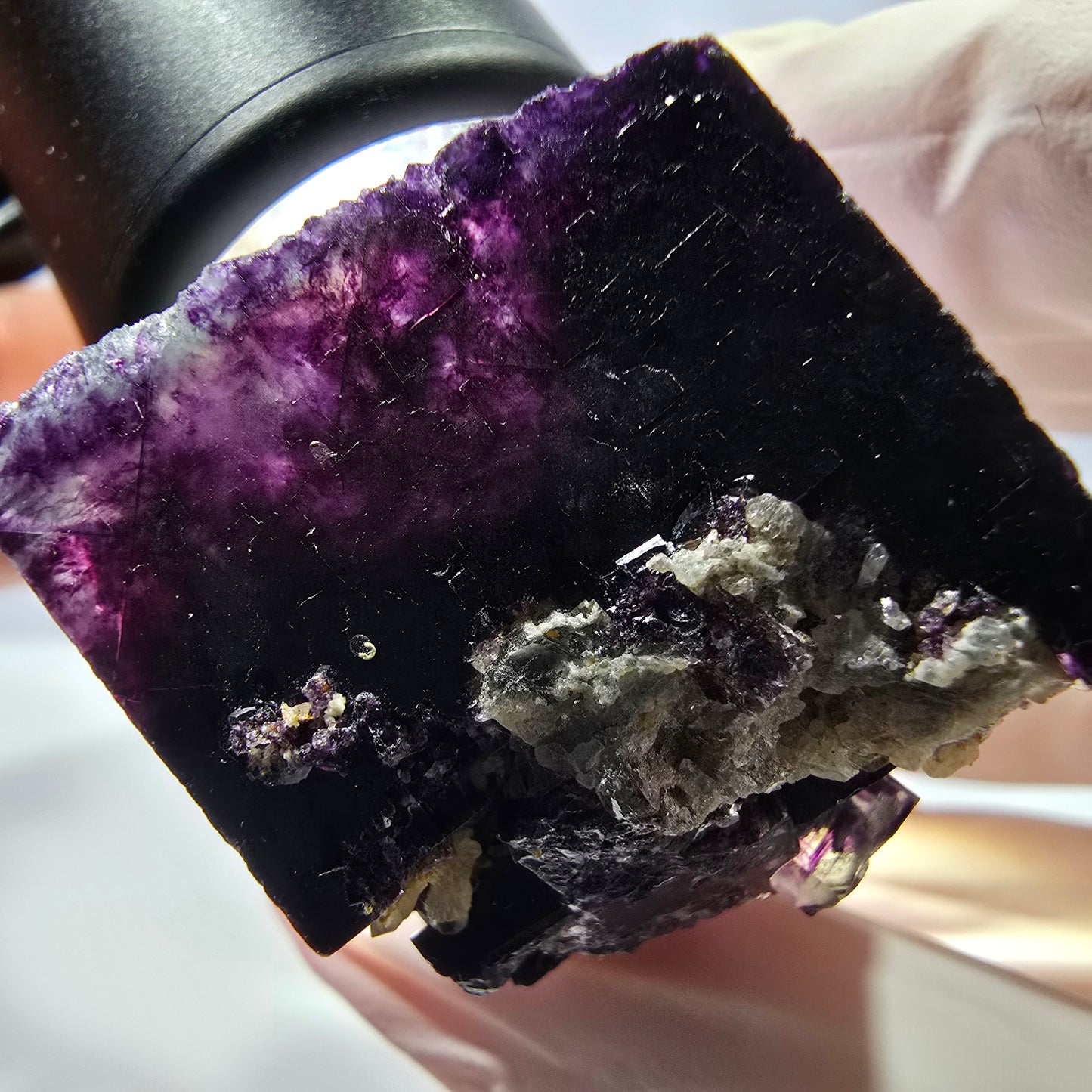Phantom Fluorit Würfel, Quarz Stufe, lila Okorusu, Namibia 33*27*26mm