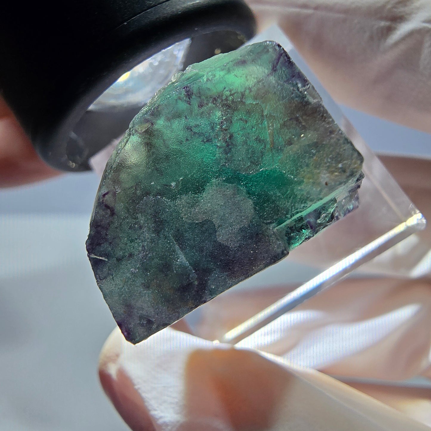 Phantom Fluorit Würfel Stufe, parkettiert grün lila Okorusu, Namibia 21*19*18mm