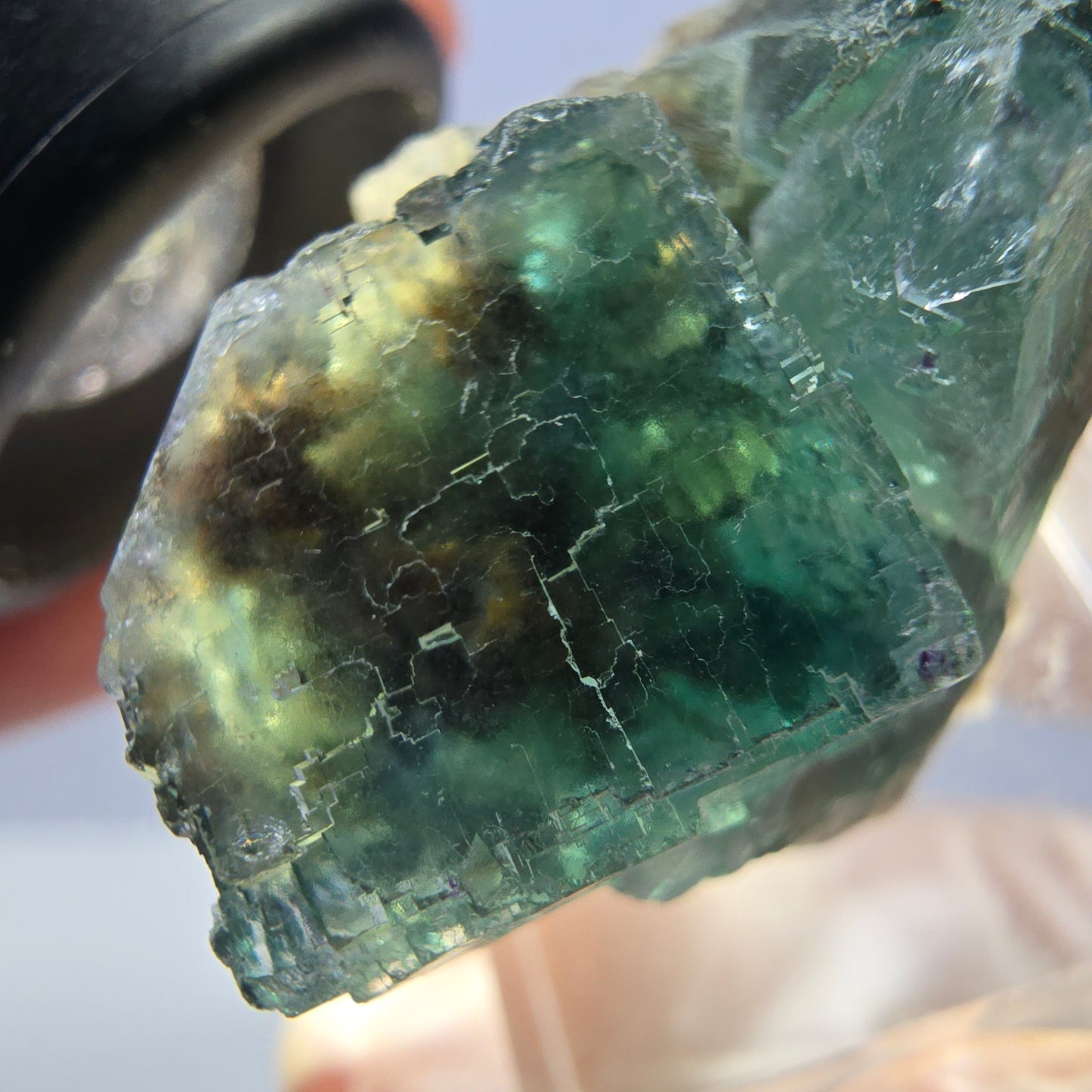 Seltene Phantom Fluorit Würfel Stufe, grün Okorusu, Namibia 36*26*23mm