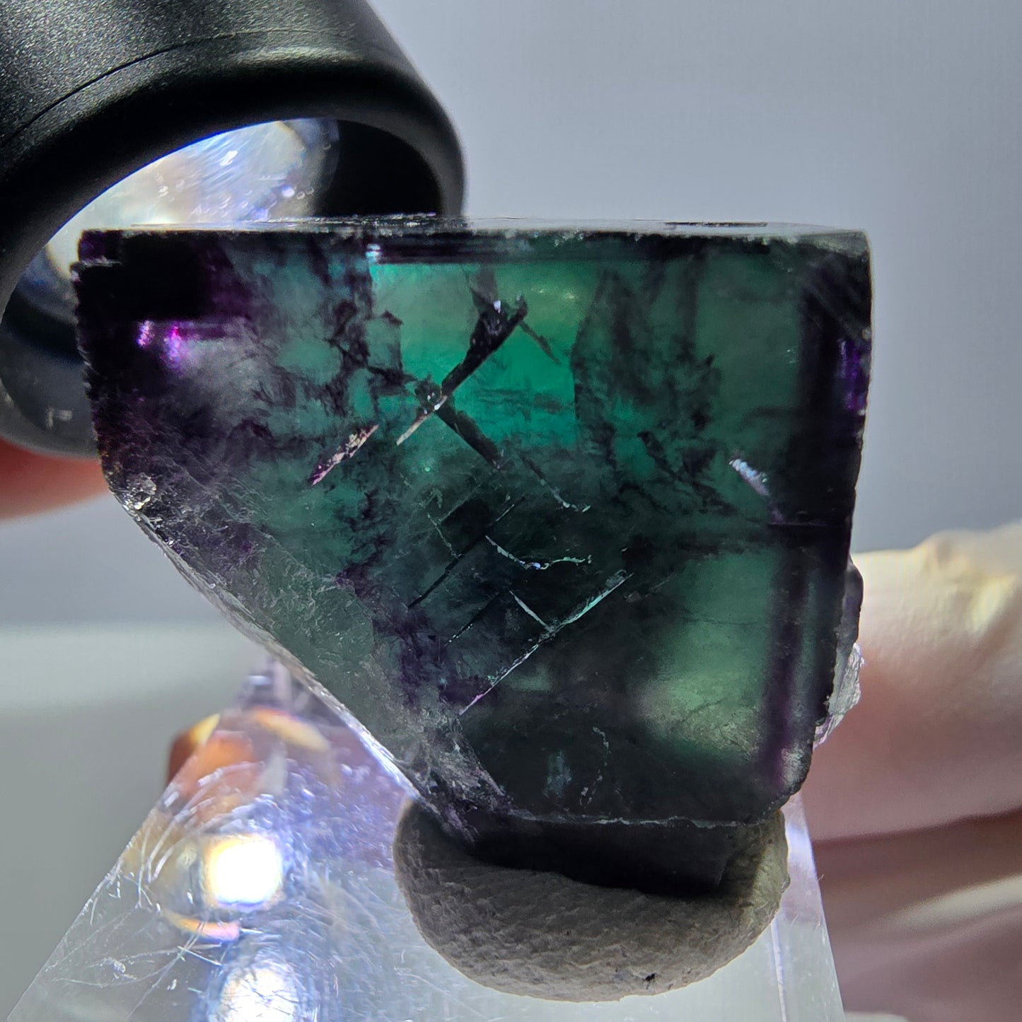 Phantom Fluorit Würfel Stufe, parkettiert grün lila Okorusu, Namibia 29*27*25mm