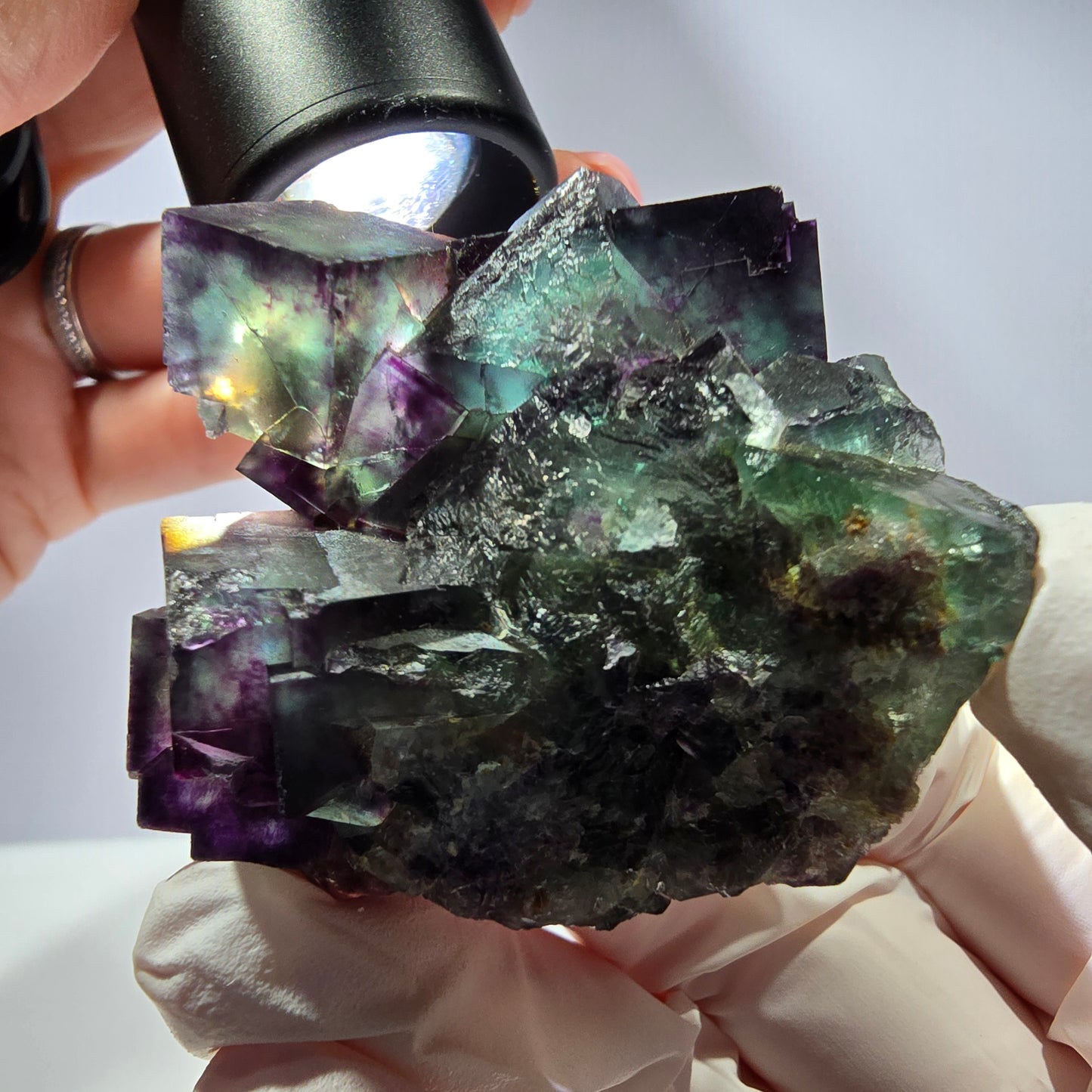 Spécimen de cube de fluorite fantôme, parqueté, zonal Okorusu, Namibie 49*45*27mm
