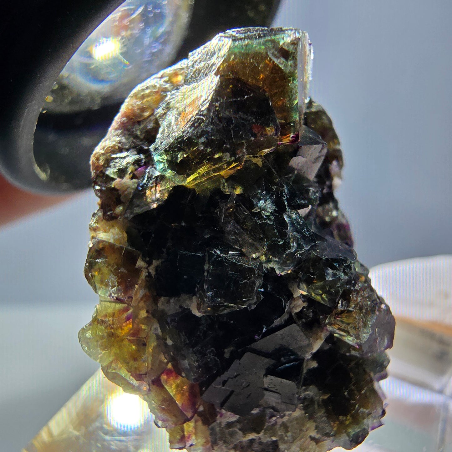 Phantom Fluorit Würfel Stufe, grün lila Okorusu, Namibia 28*24*13mm