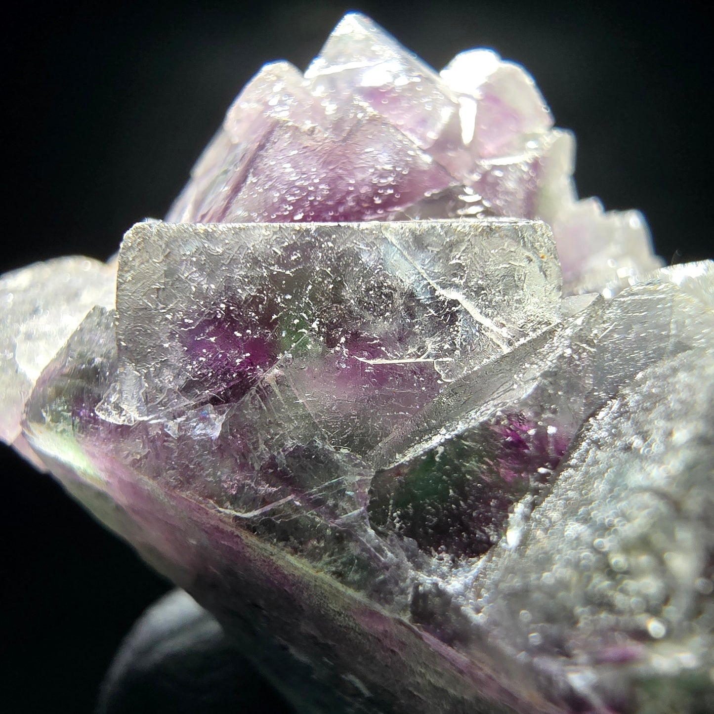 Phantom Fluorite Cube Tier Vert Violet Blanc Okorusu, Namibie 52*33*27mm Collection