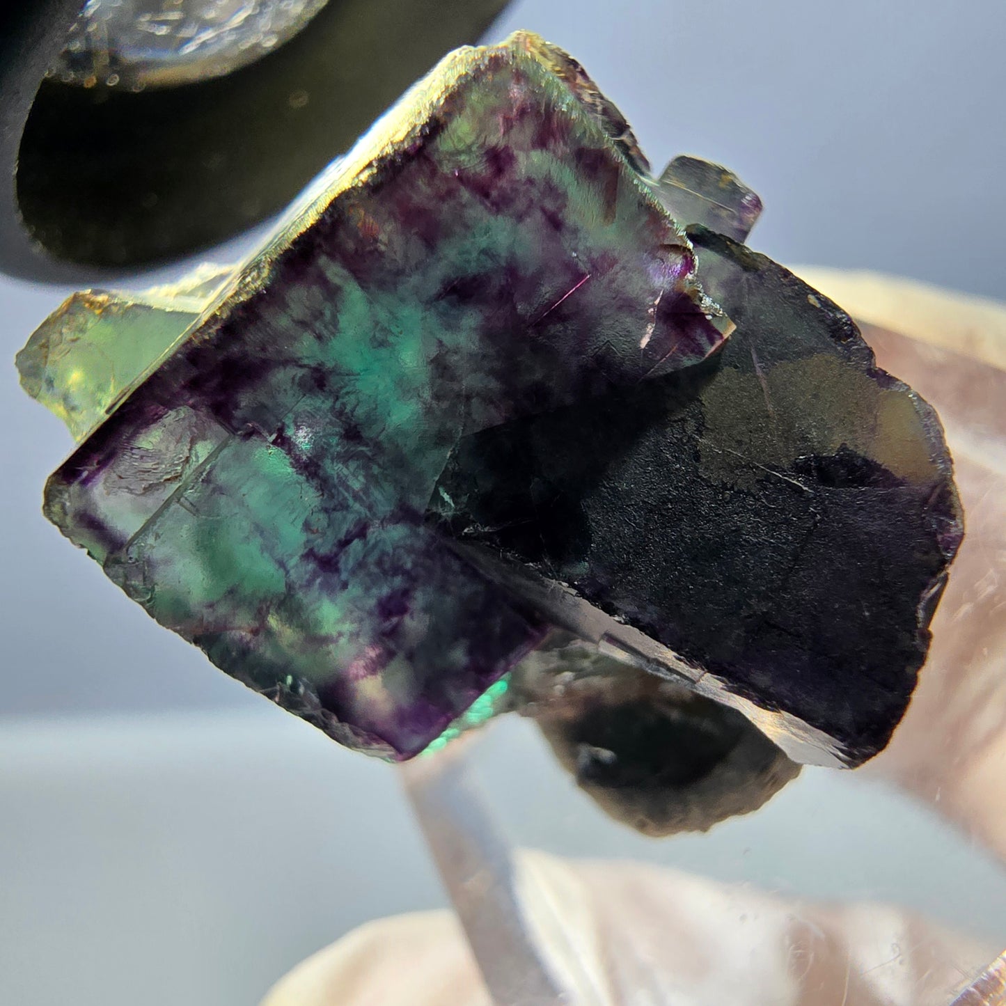 Spécimen de cube de fluorite fantôme, parqueté vert violet Okorusu, Namibie 24 x 19 x 17 mm