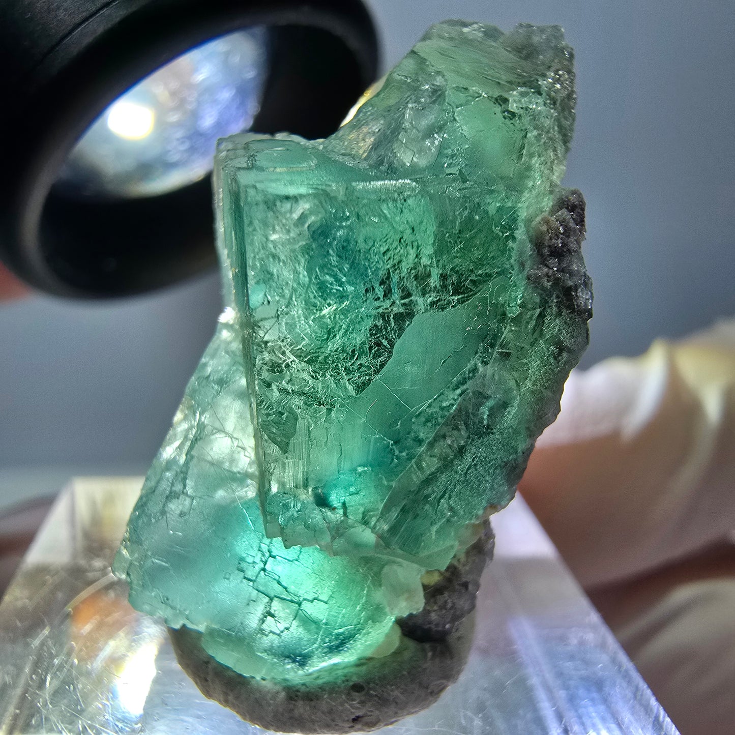 Phantom Fluorit Würfel Stufe, grün parkettiert Okorusu, Namibia 30*20*13mm