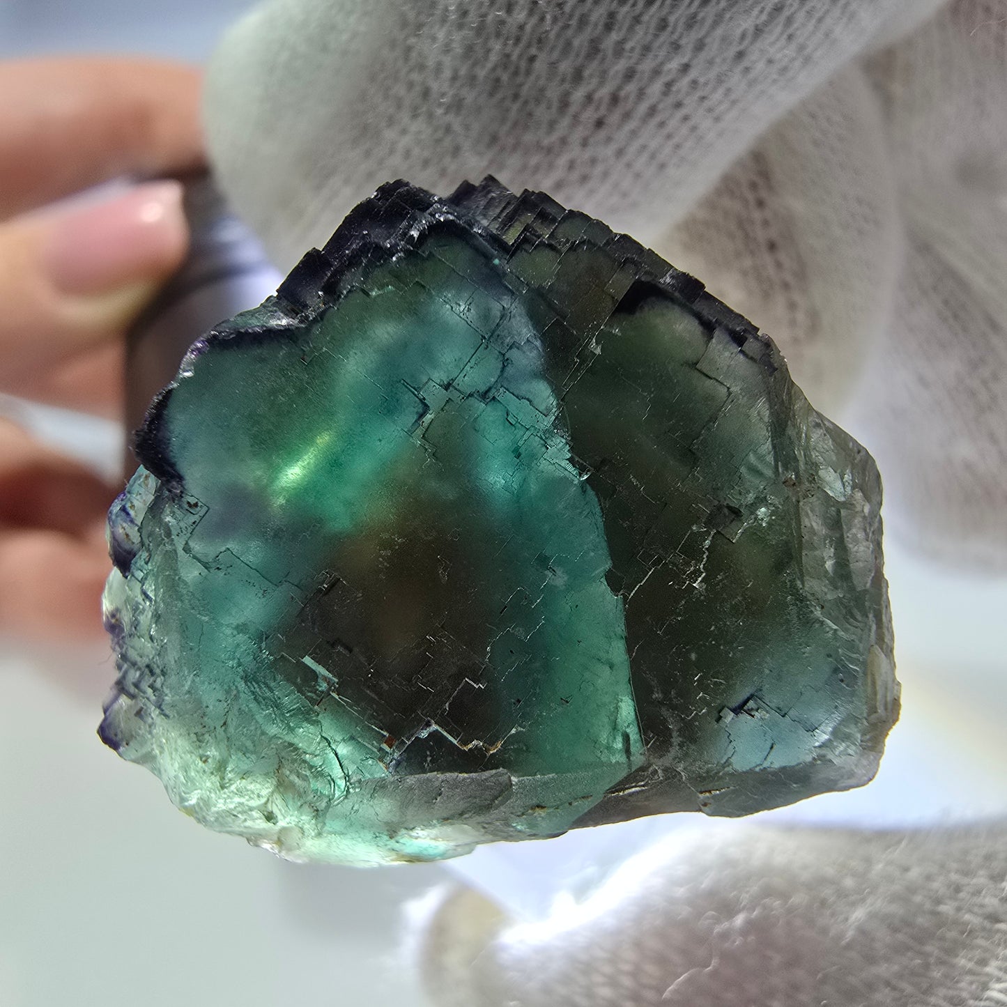 Phantom Fluorit Würfel Stufe parkettiert zonal Okorusu, Namibia 30*24*22mm
