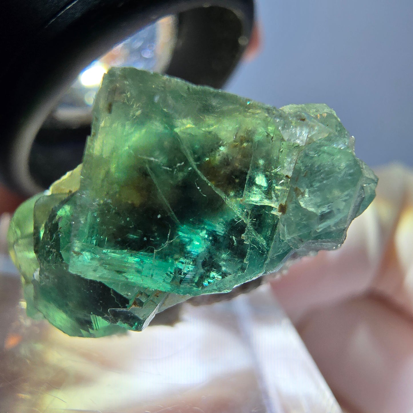Seltene Phantom Fluorit Würfel Stufe, grün Okorusu, Namibia 25*14*12mm