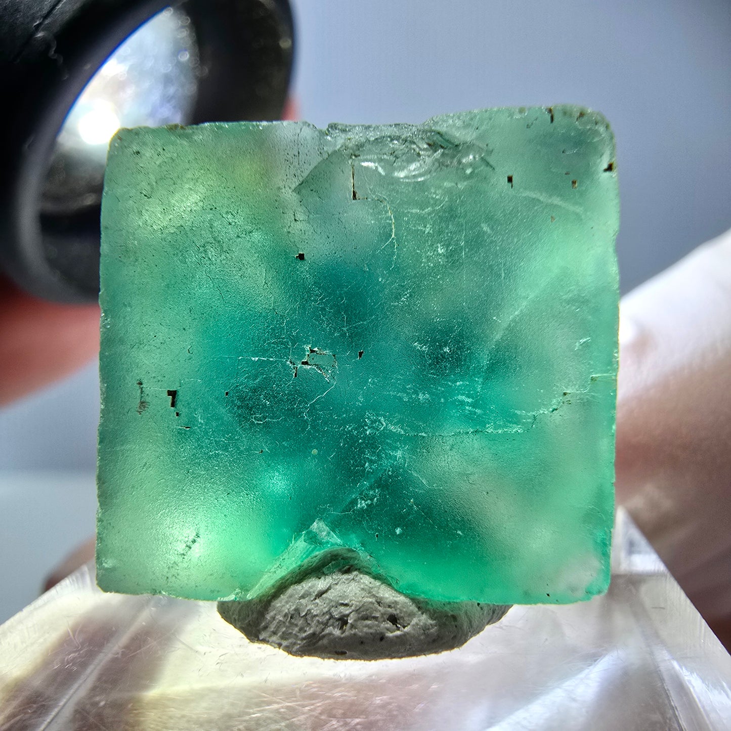 Klarer Phantom Fluorit Würfel parkettiert, grün Okorusu, Namibia 20*18*11mm