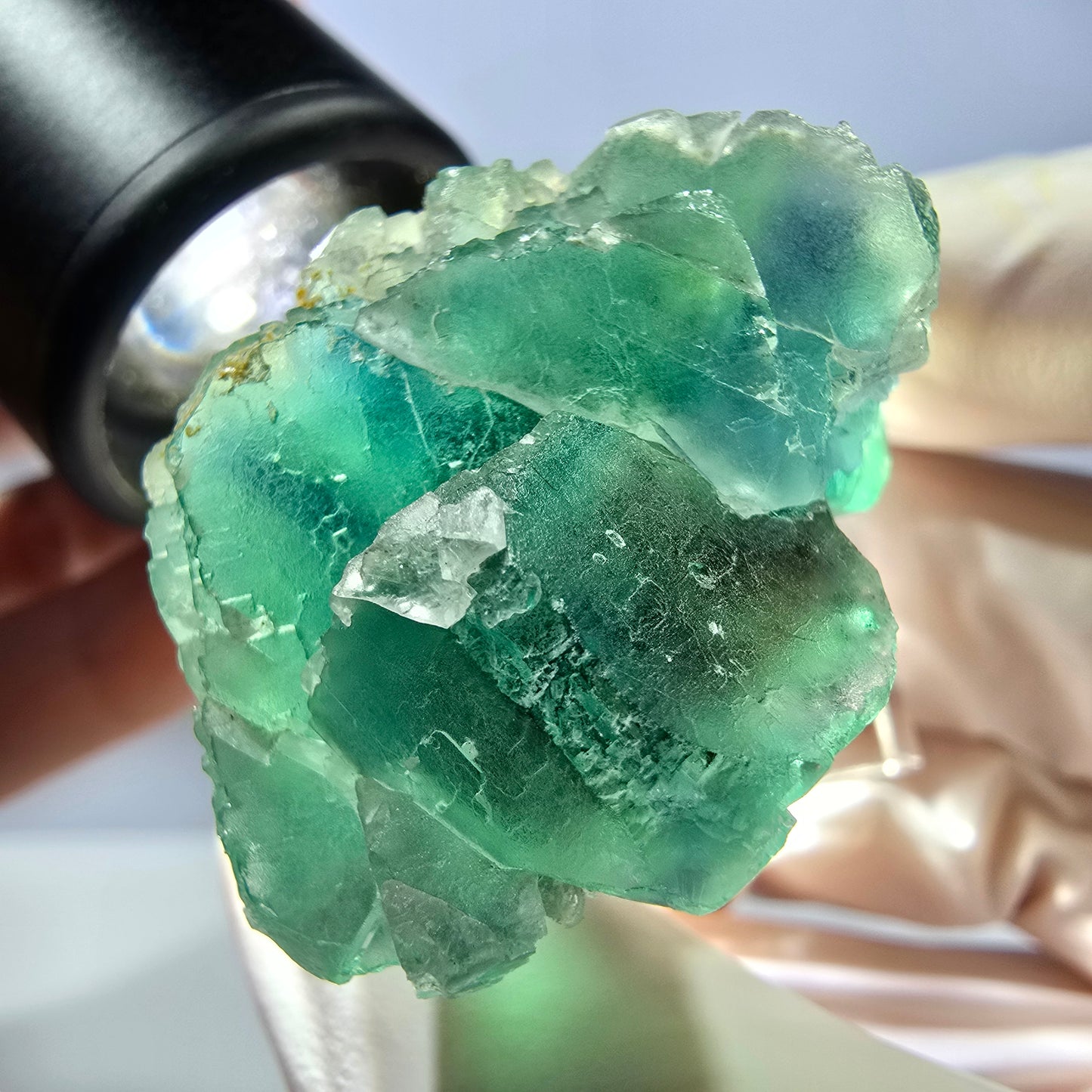 Seltene Phantom Fluorit Würfel Stufe, grün Okorusu, Namibia 41*37+21mm