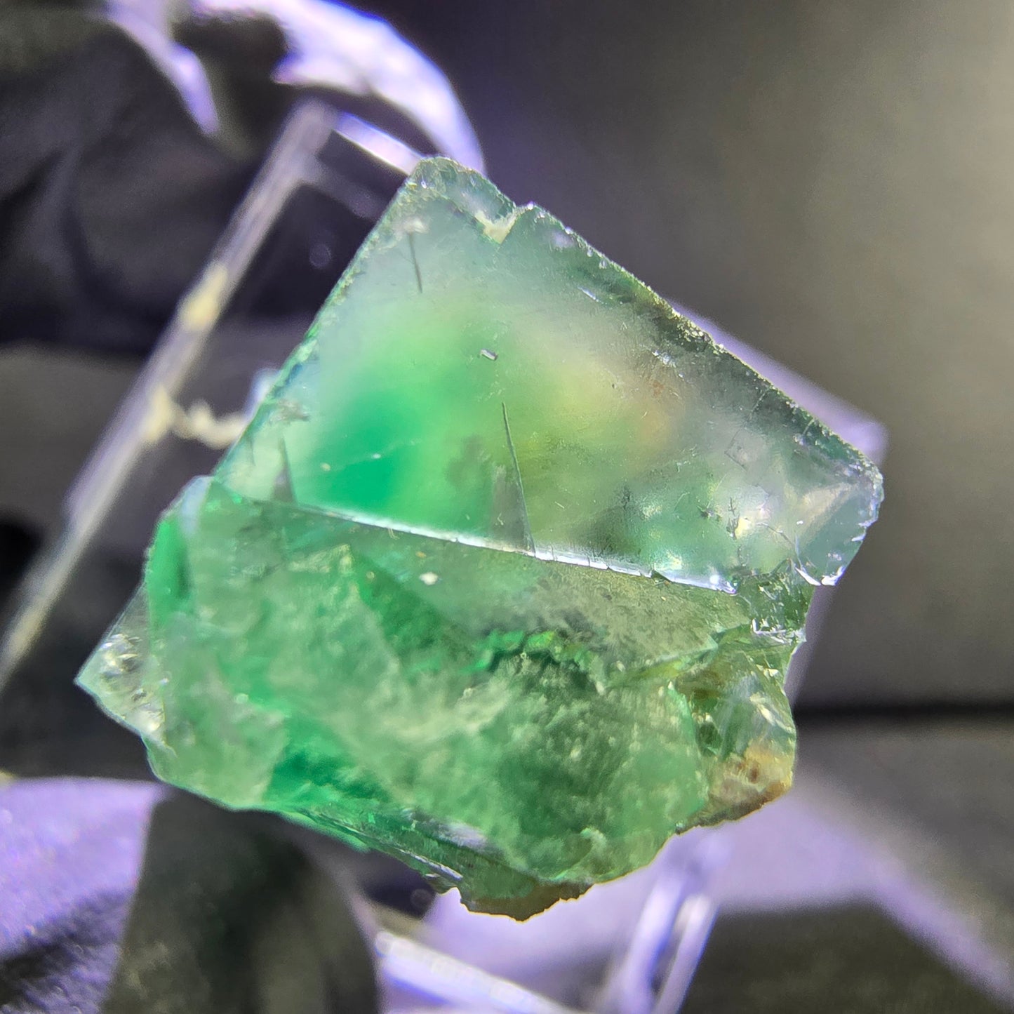 Seltene Phantom Fluorit Würfel Stufe grün 22*14*12mm Okorusu, Namibia Sammlung